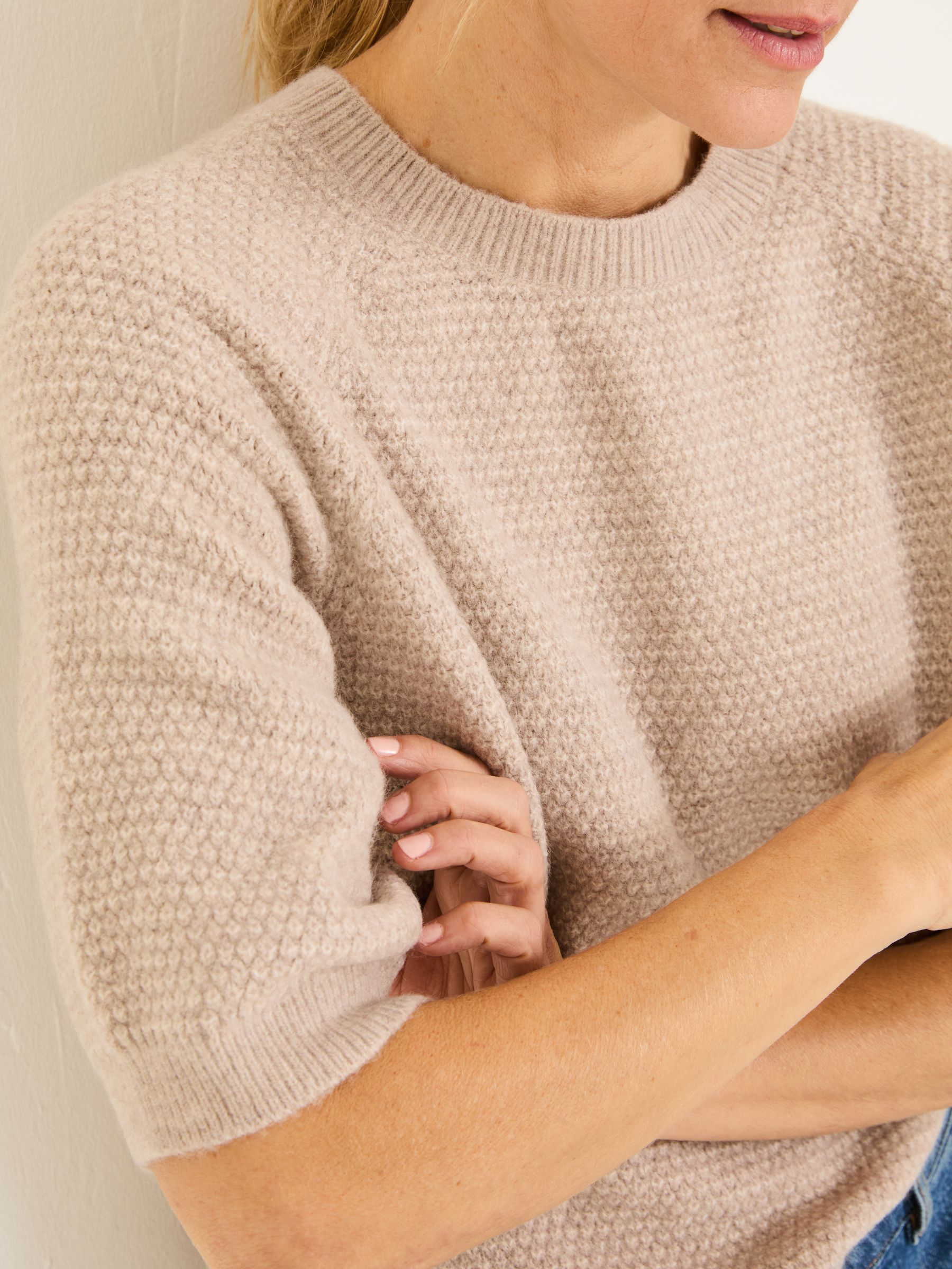 Zandra Natural Textured Knitted T-Shirt - Image 4 of 6