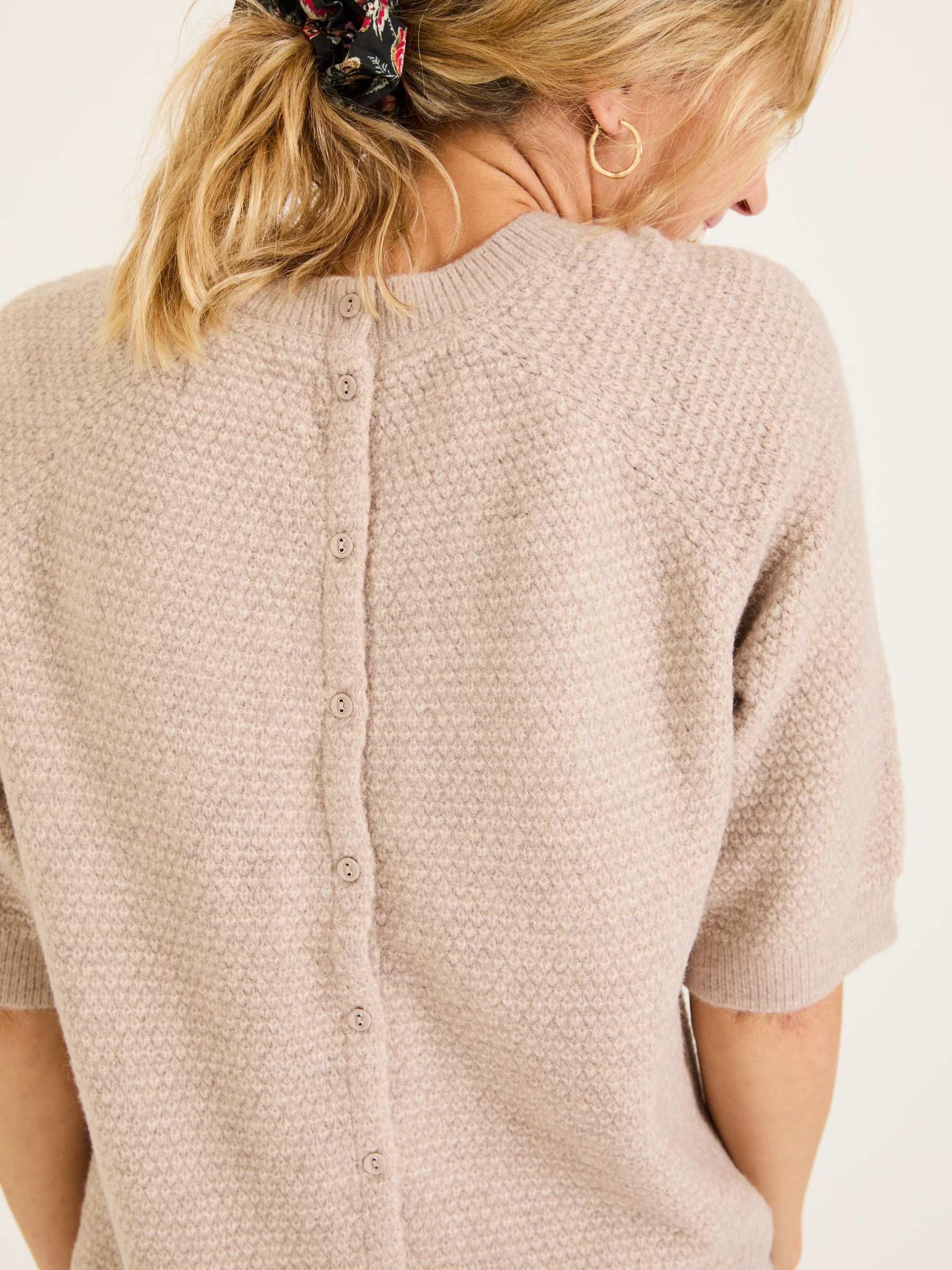 Zandra Natural Textured Knitted T-Shirt - Image 5 of 6