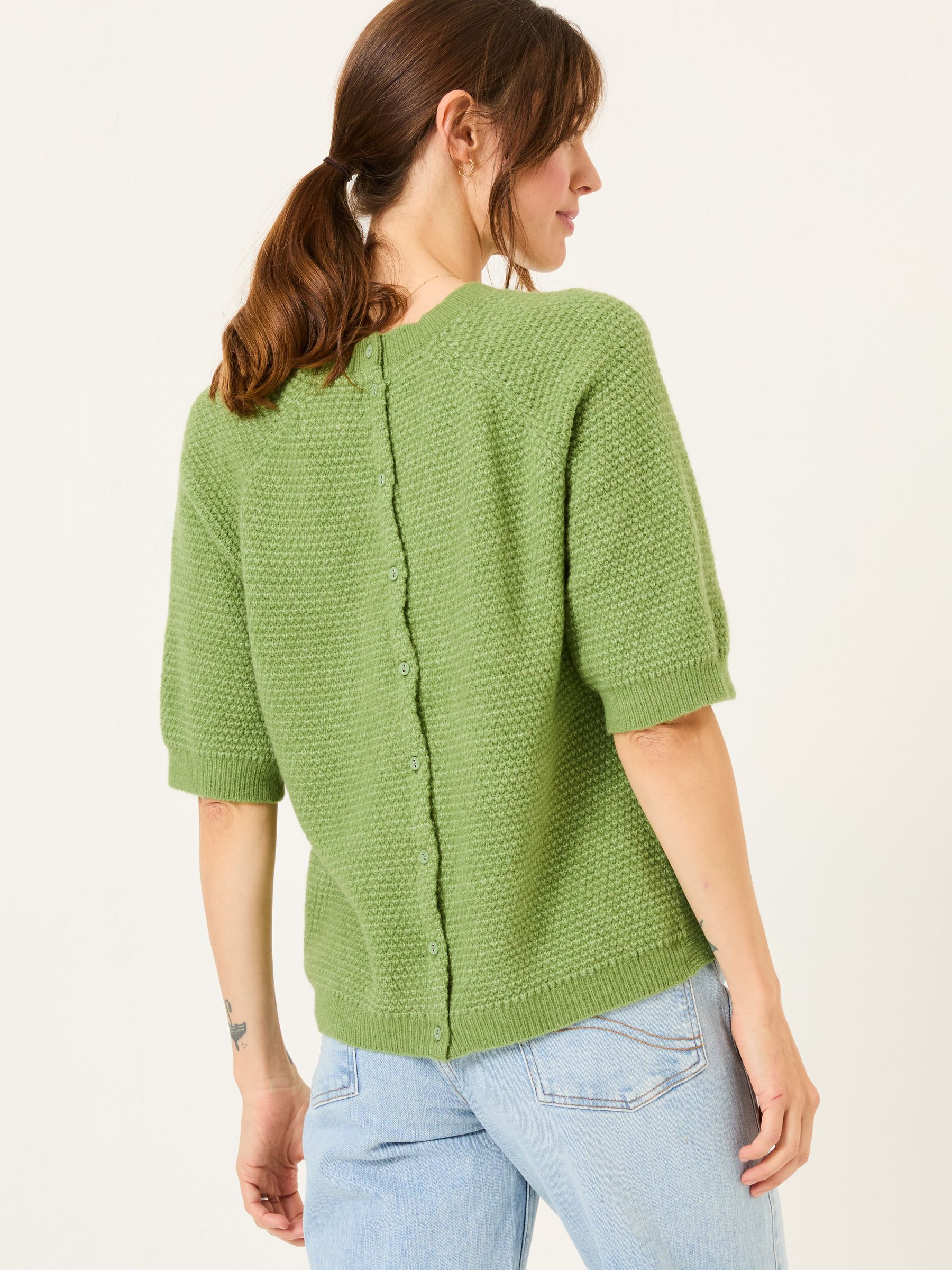 Zandra Green Textured Knitted T-Shirt - Image 2 of 6