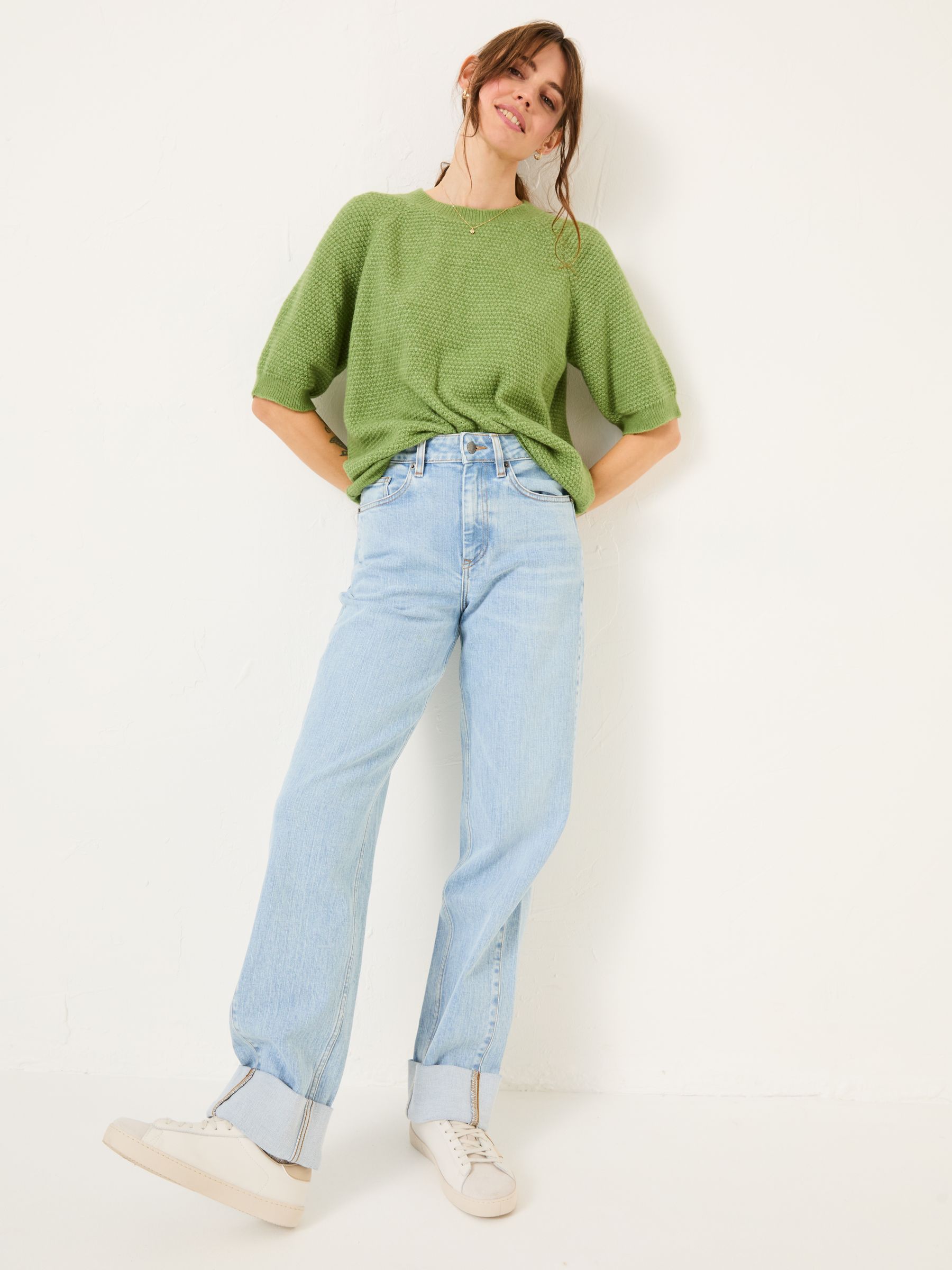 Zandra Green Textured Knitted T-Shirt | FatFace