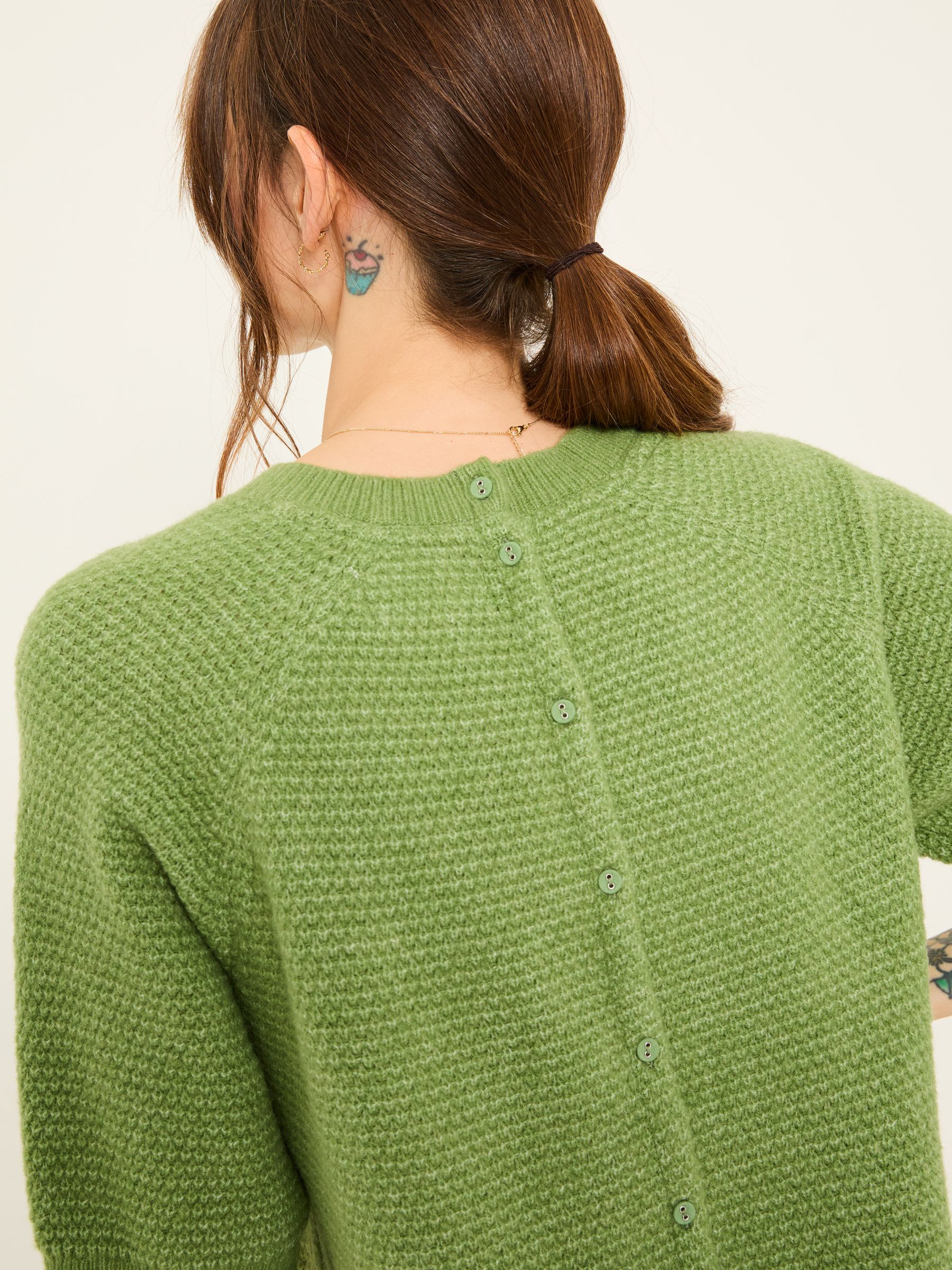 Zandra Green Textured Knitted T-Shirt - Image 5 of 6