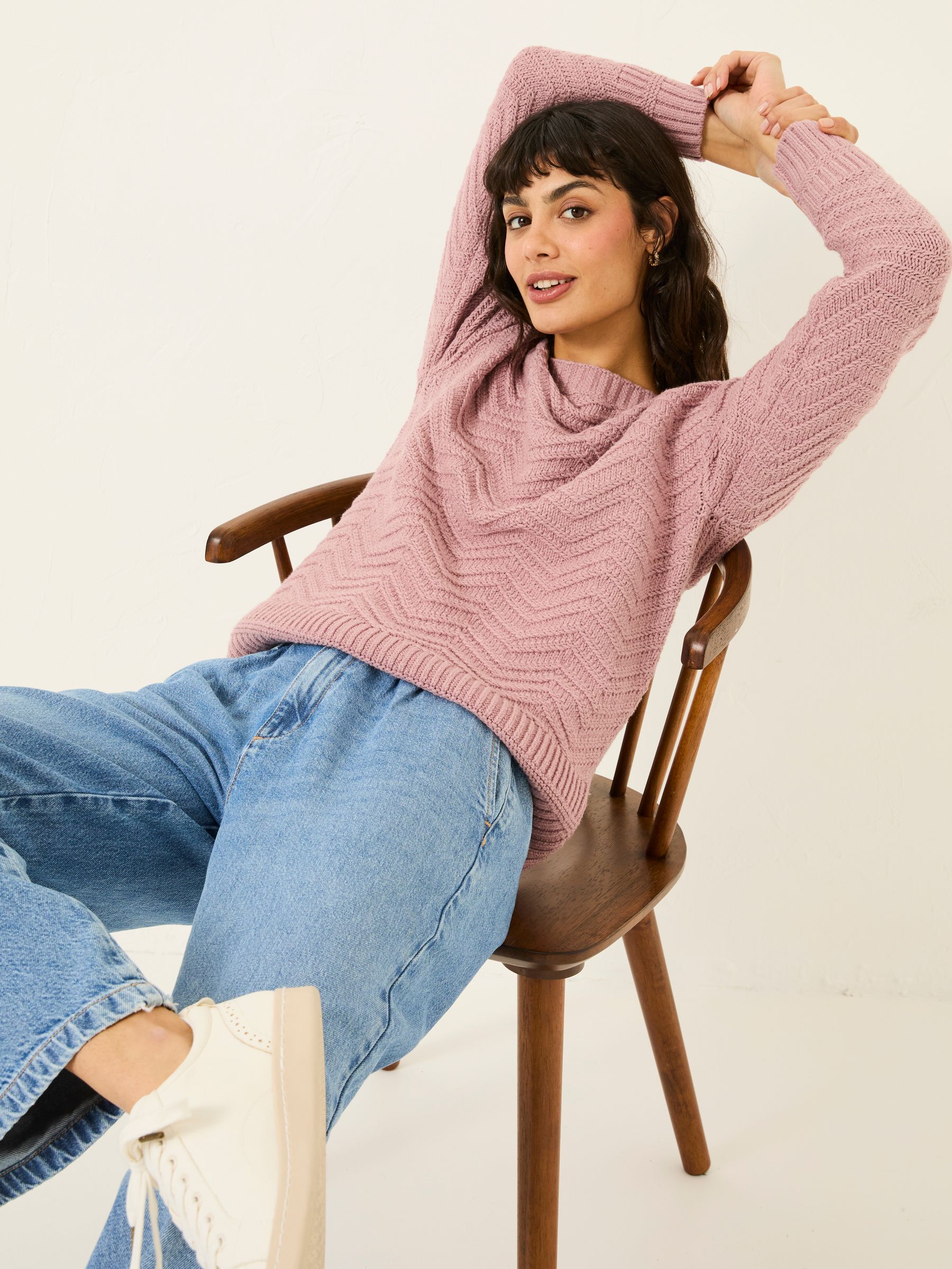Mid Pink Jessie Textured Knitted Jumper - Image 3 of 6