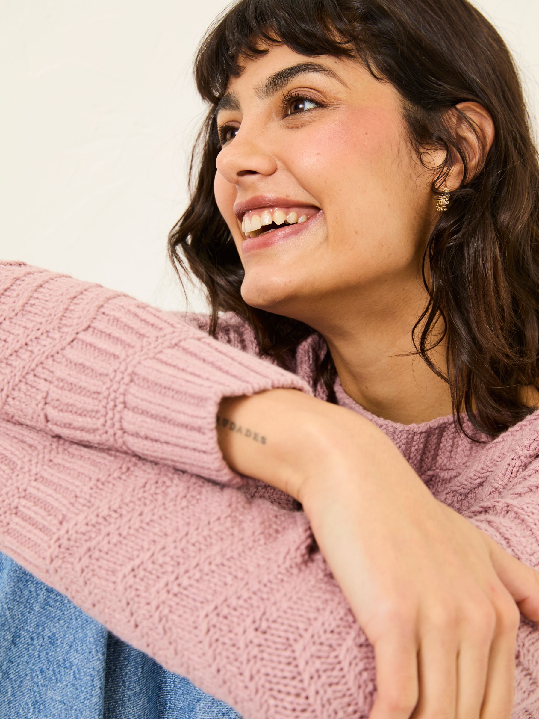Mid Pink Jessie Textured Knitted Jumper - Image 4 of 6