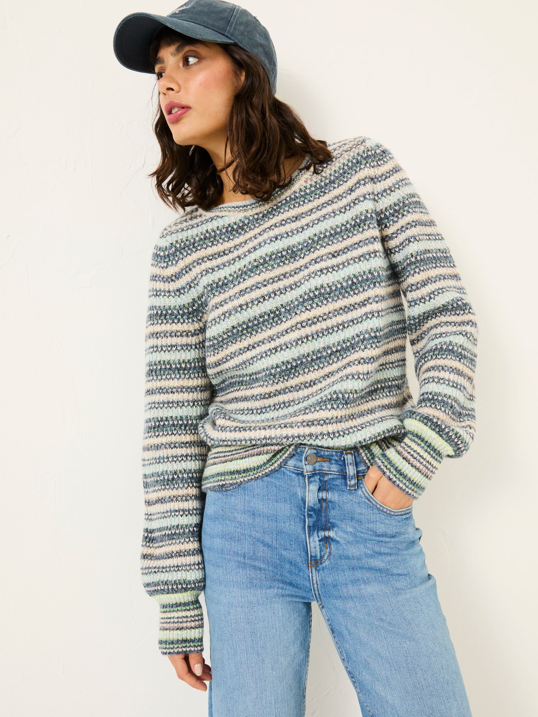 Blue Soraya Stripe Knitted Crew Neck Jumper - Image 1 of 7