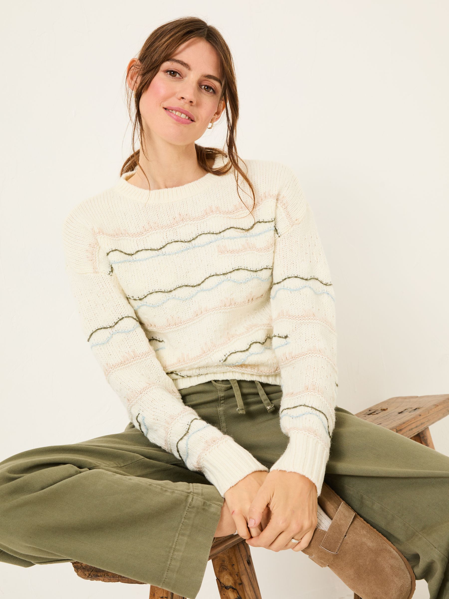 Suki Ivory Pattern Knitted Crew Neck Jumper - Image 4 of 6
