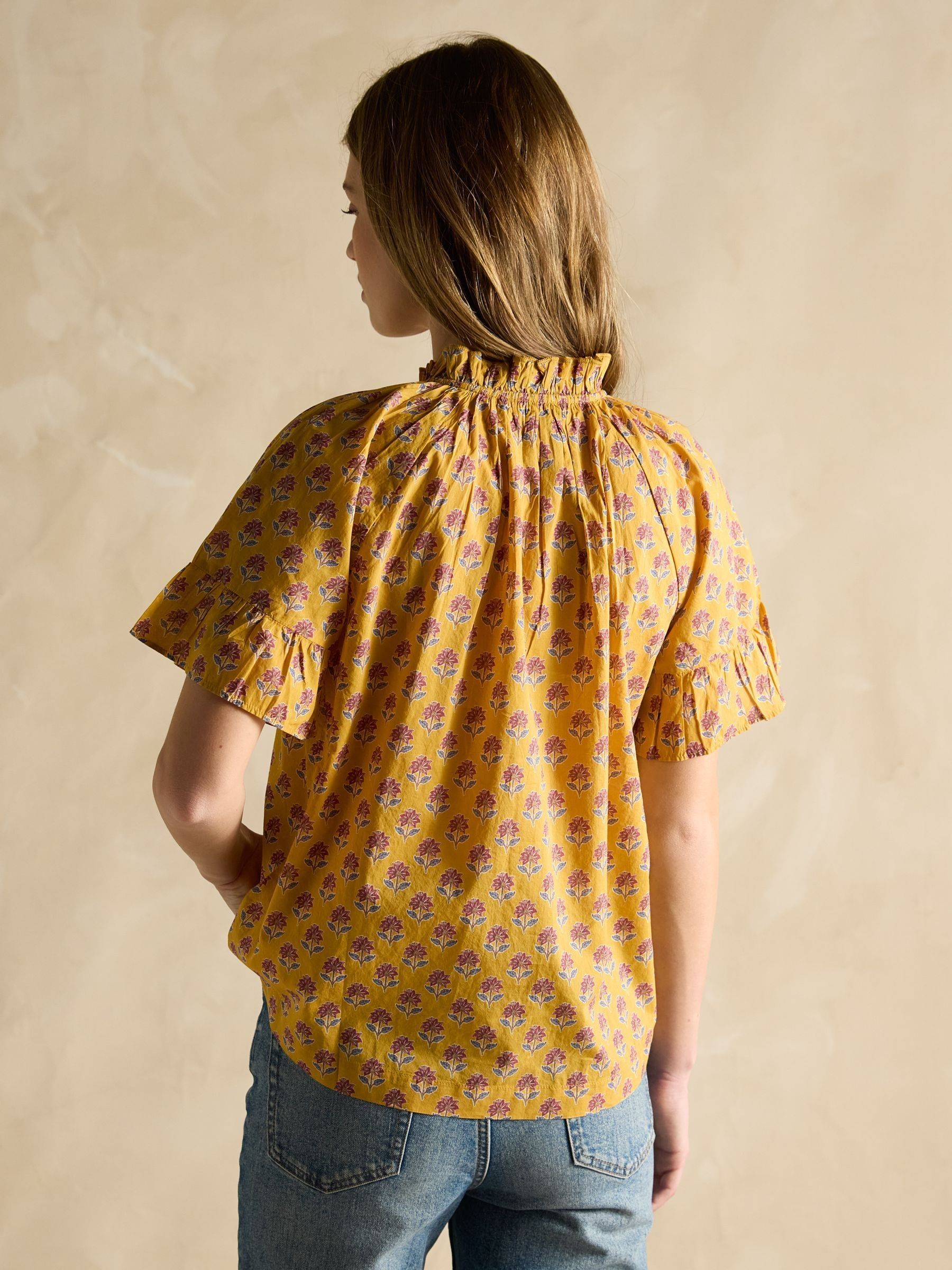 Melissa Yellow Short Sleeve Cotton Blouse - Image 2 of 6