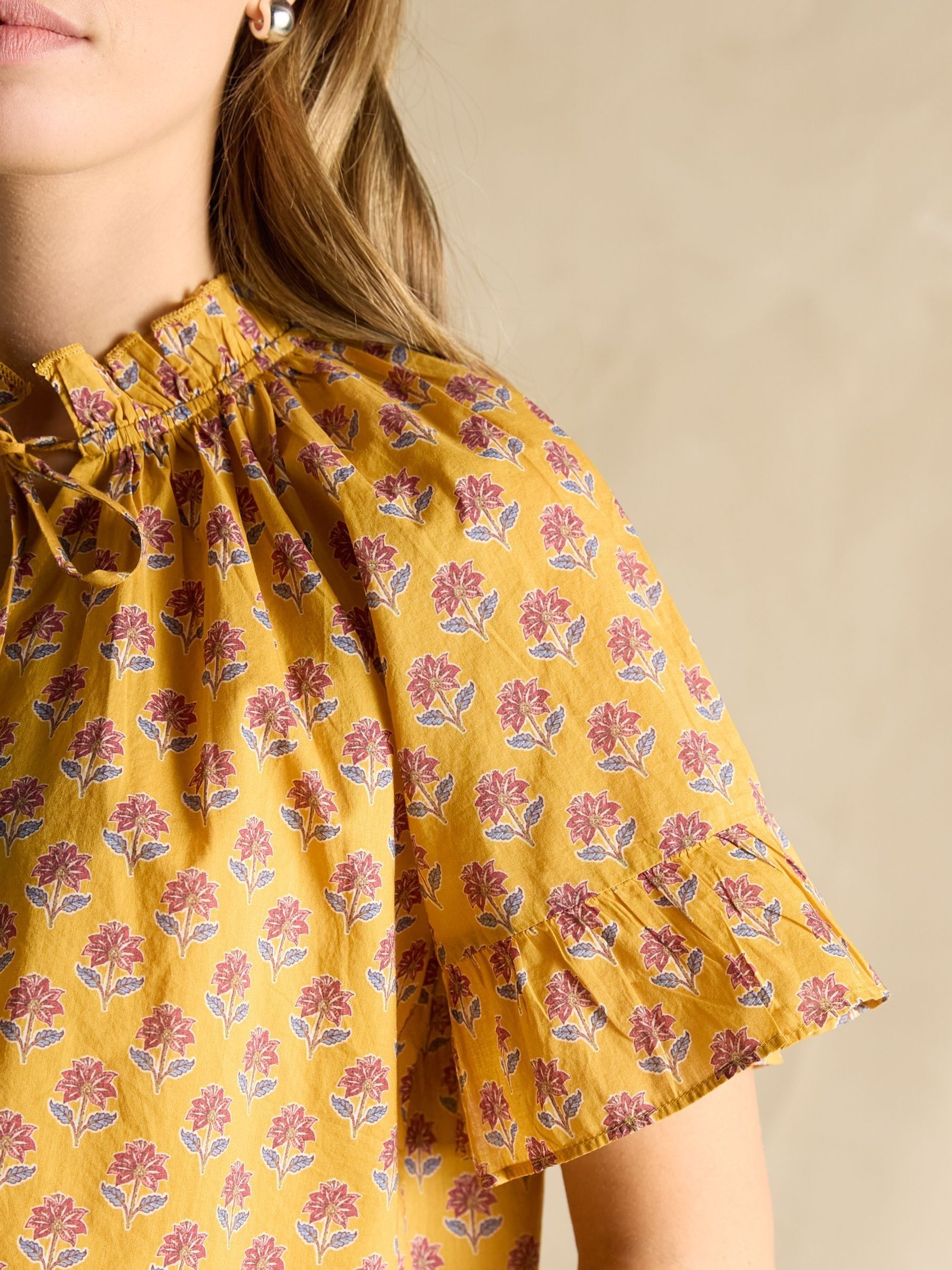 Melissa Yellow Short Sleeve Cotton Blouse - Image 5 of 6