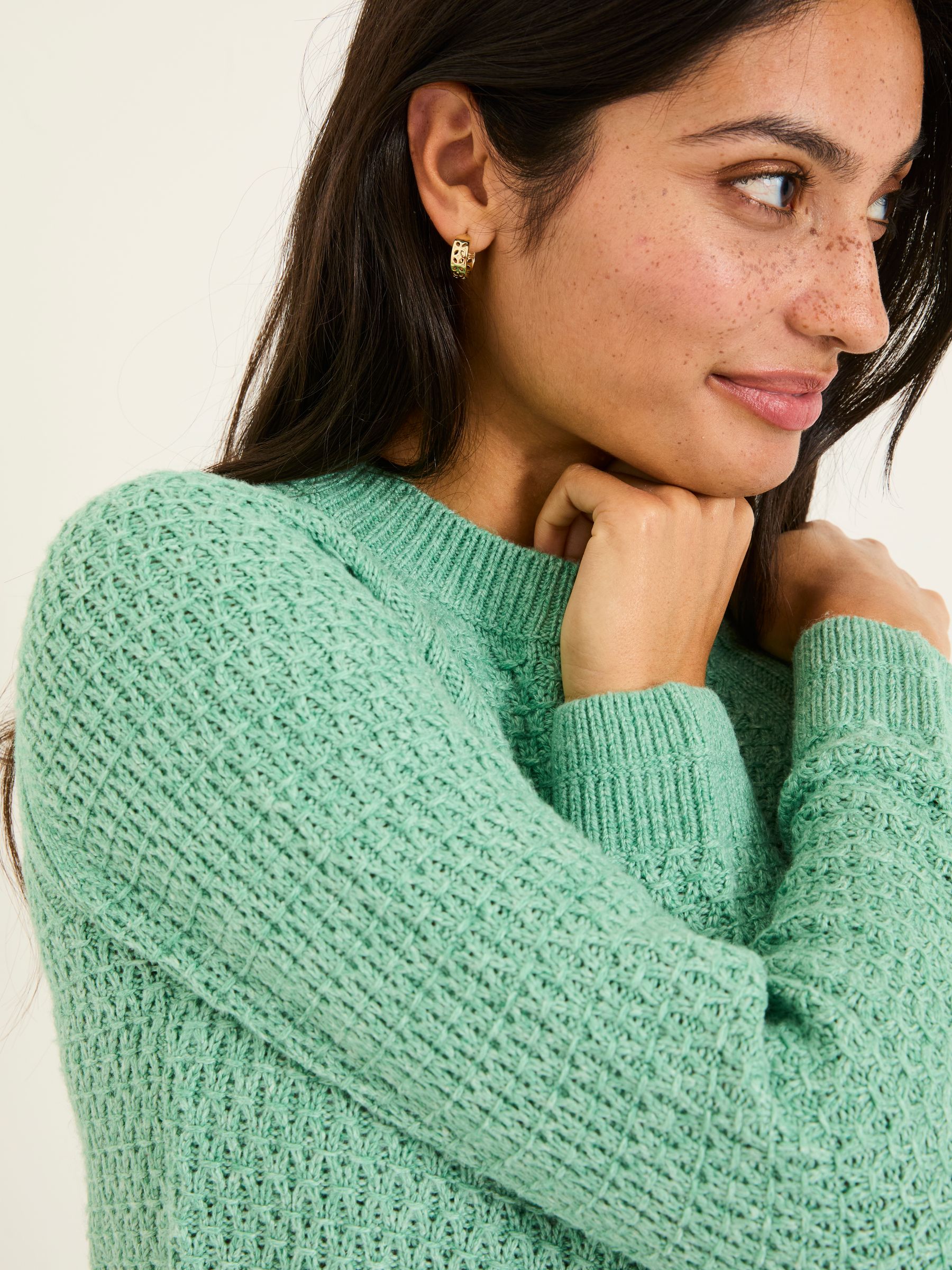 Ella Mint Green Textured Jumper - Image 4 of 6