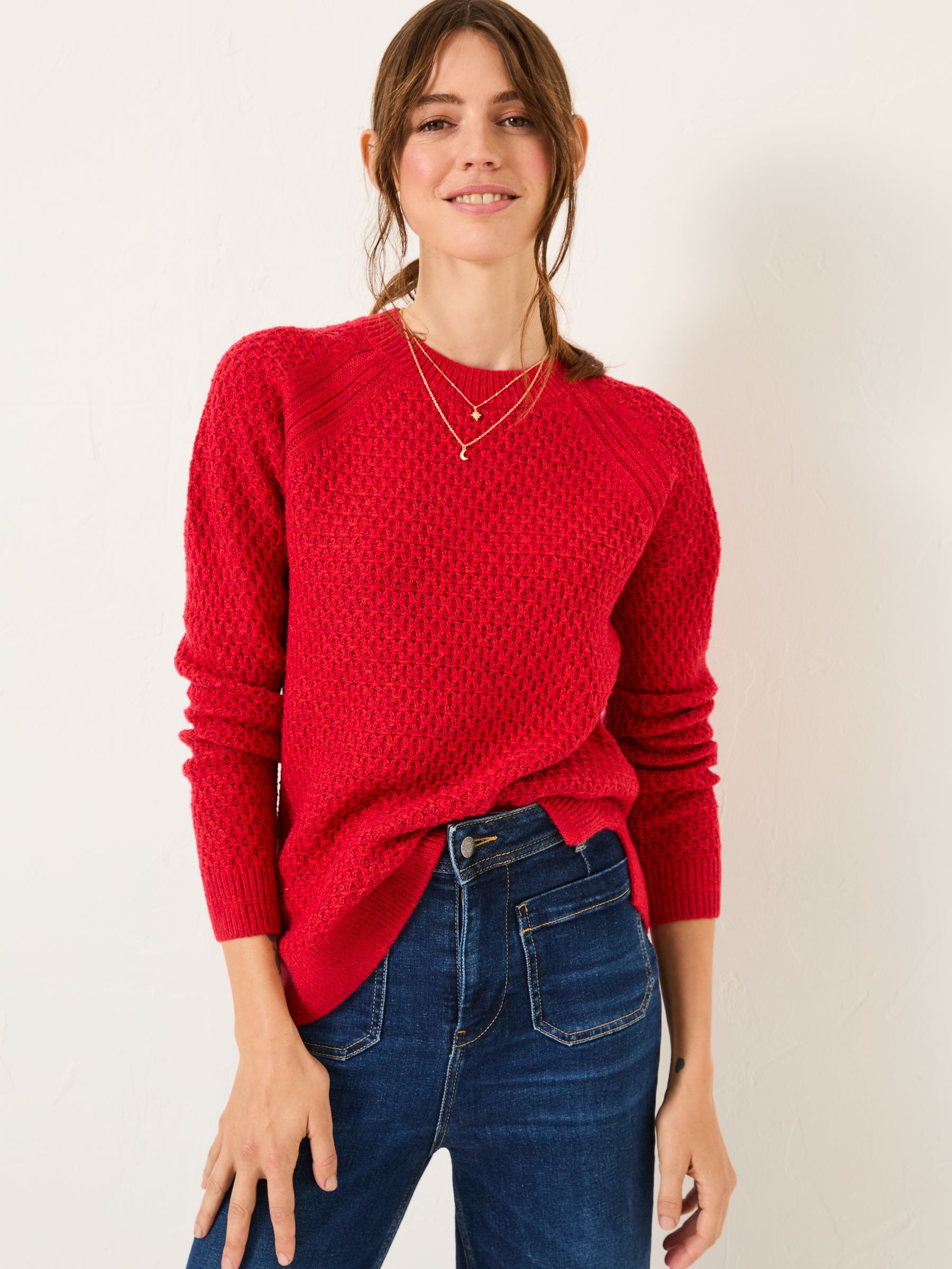 Red Next Jumpers Ella Red Textured Jumper FatFace