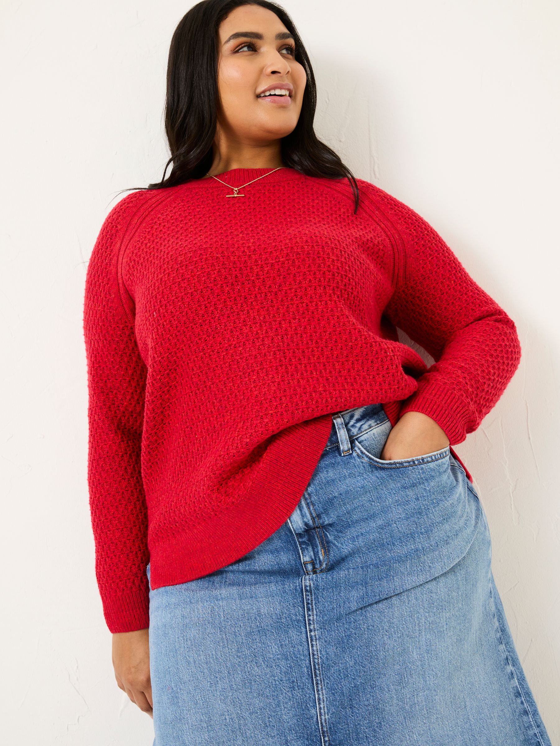 Ella Red Textured Jumper - Image 4 of 10