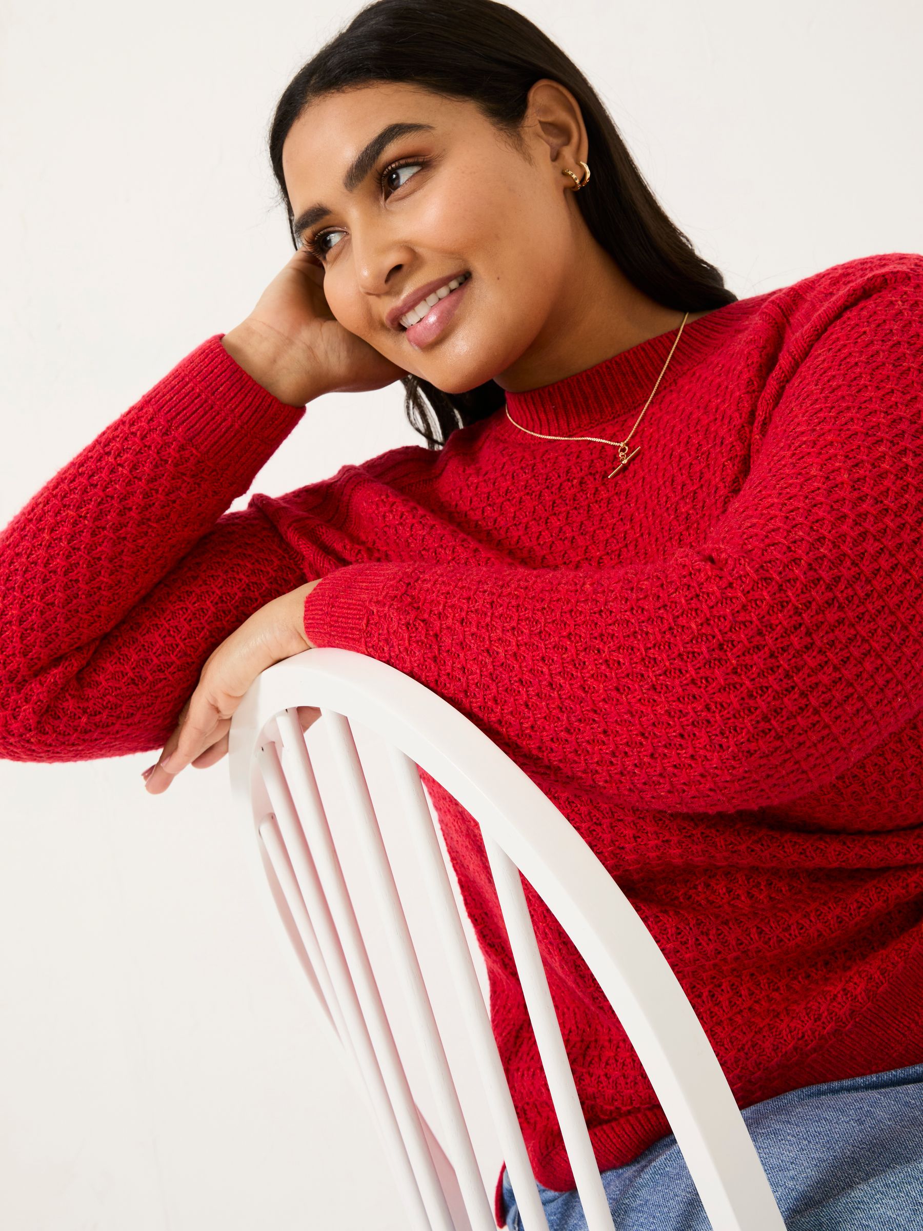 Ella Red Textured Jumper - Image 7 of 10
