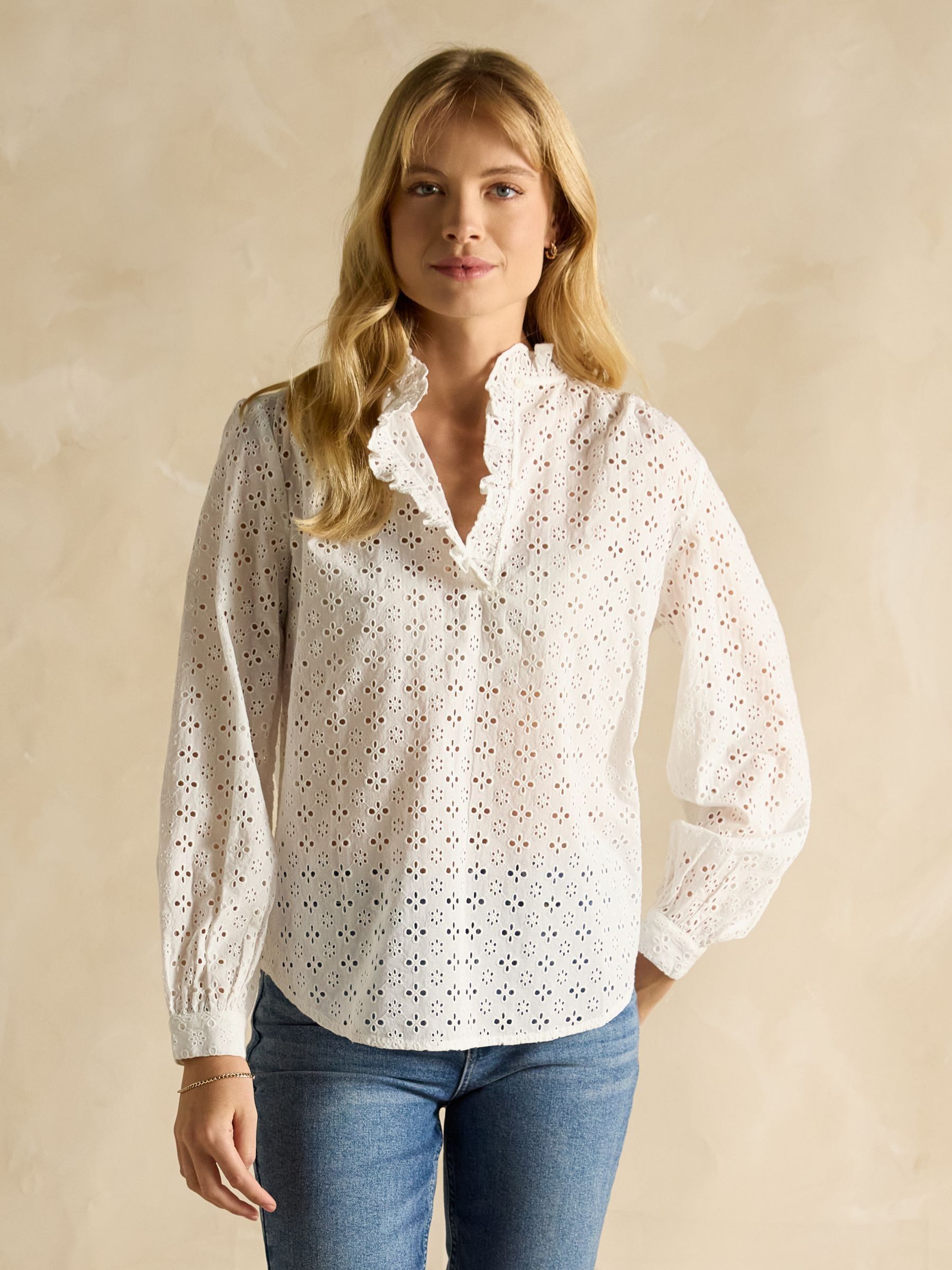 Melanie White Cotton Broderie Blouse - Image 3 of 7