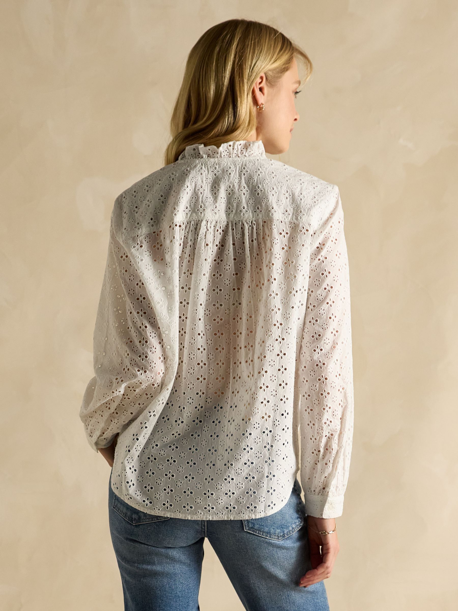 Melanie White Cotton Broderie Blouse - Image 4 of 7