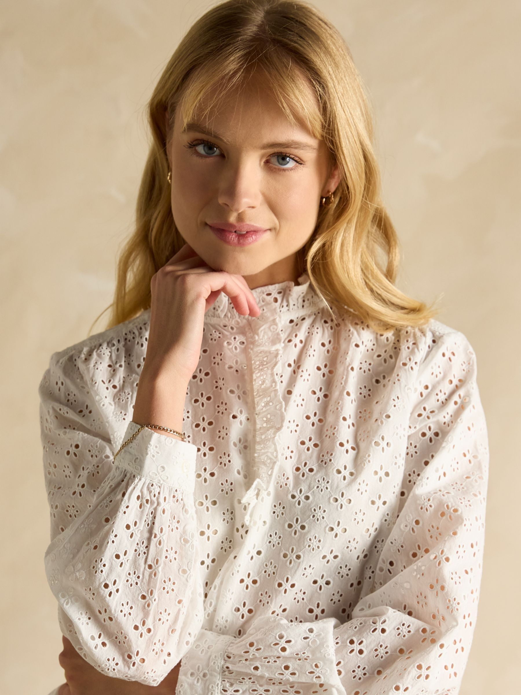 Melanie White Cotton Broderie Blouse - Image 6 of 7