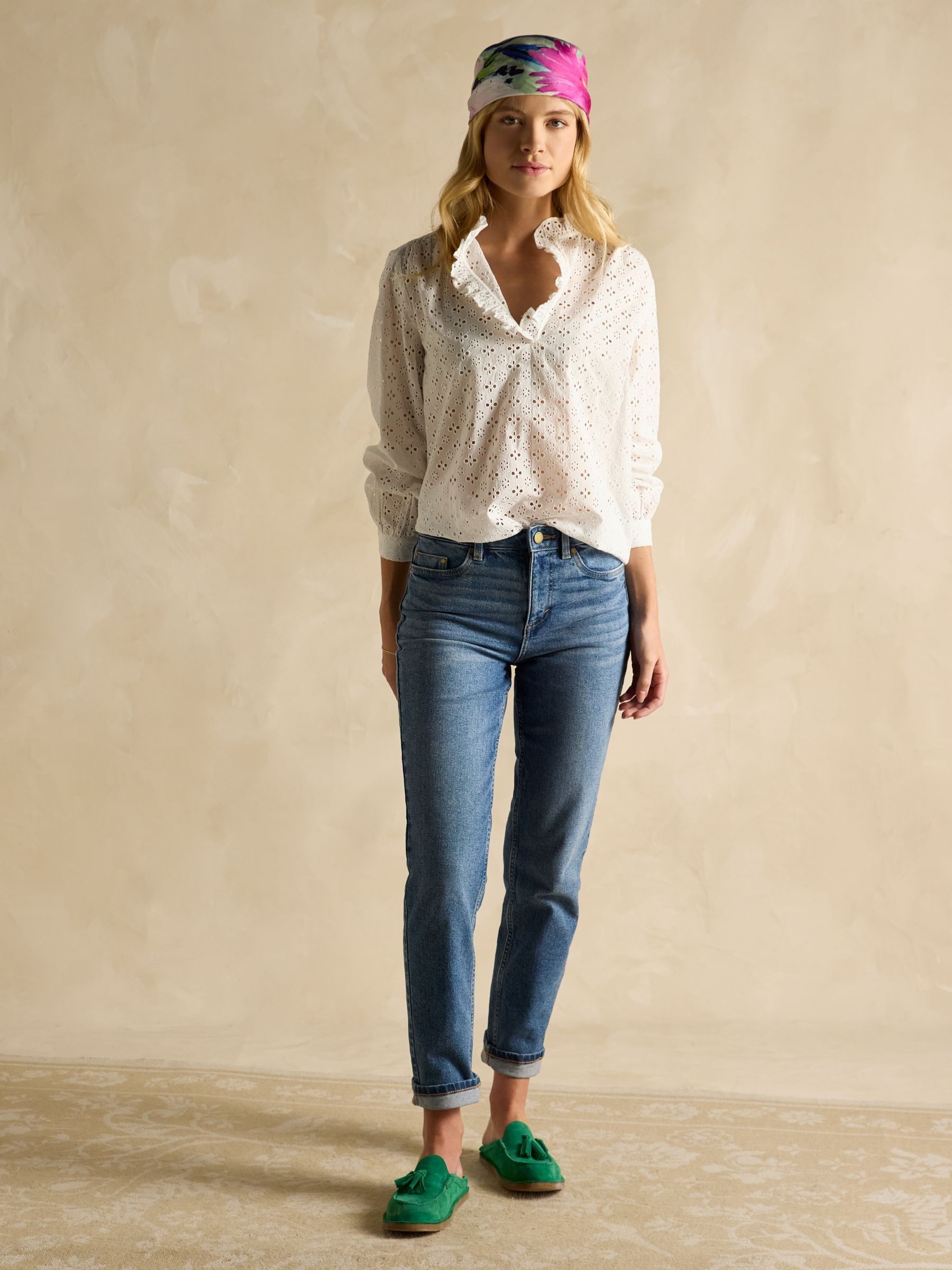 Melanie White Cotton Broderie Blouse - Image 7 of 7