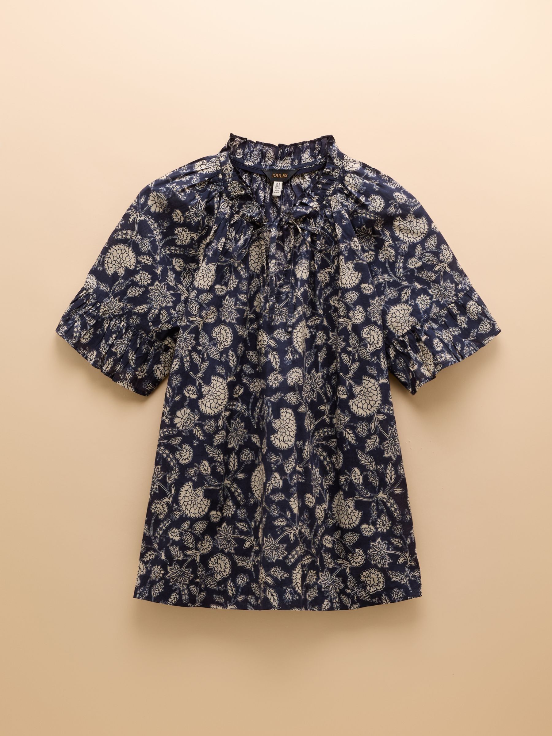 Melissa Navy Short Sleeve Cotton Blouse - Image 8 of 8