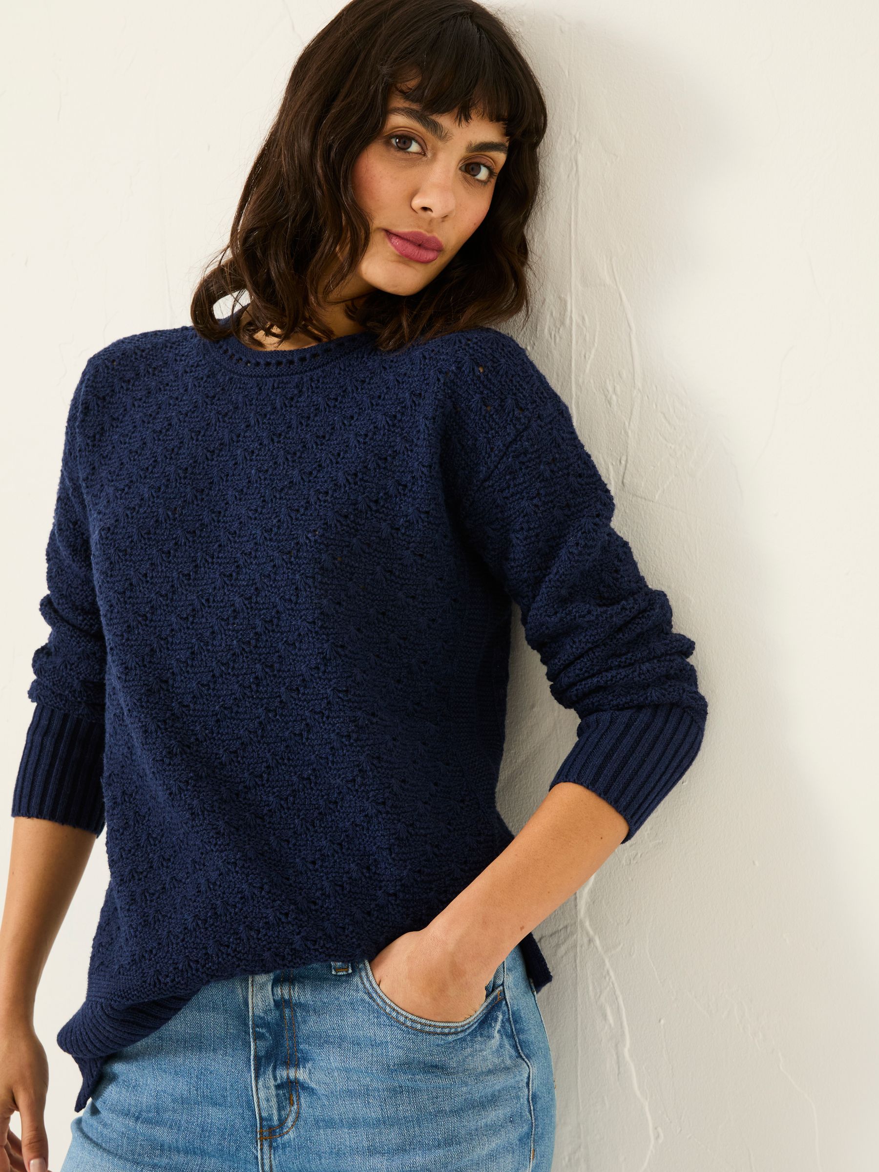 Farryn Navy Farryn Knitted 100% Cotton Knitted Jumper - Image 1 of 7