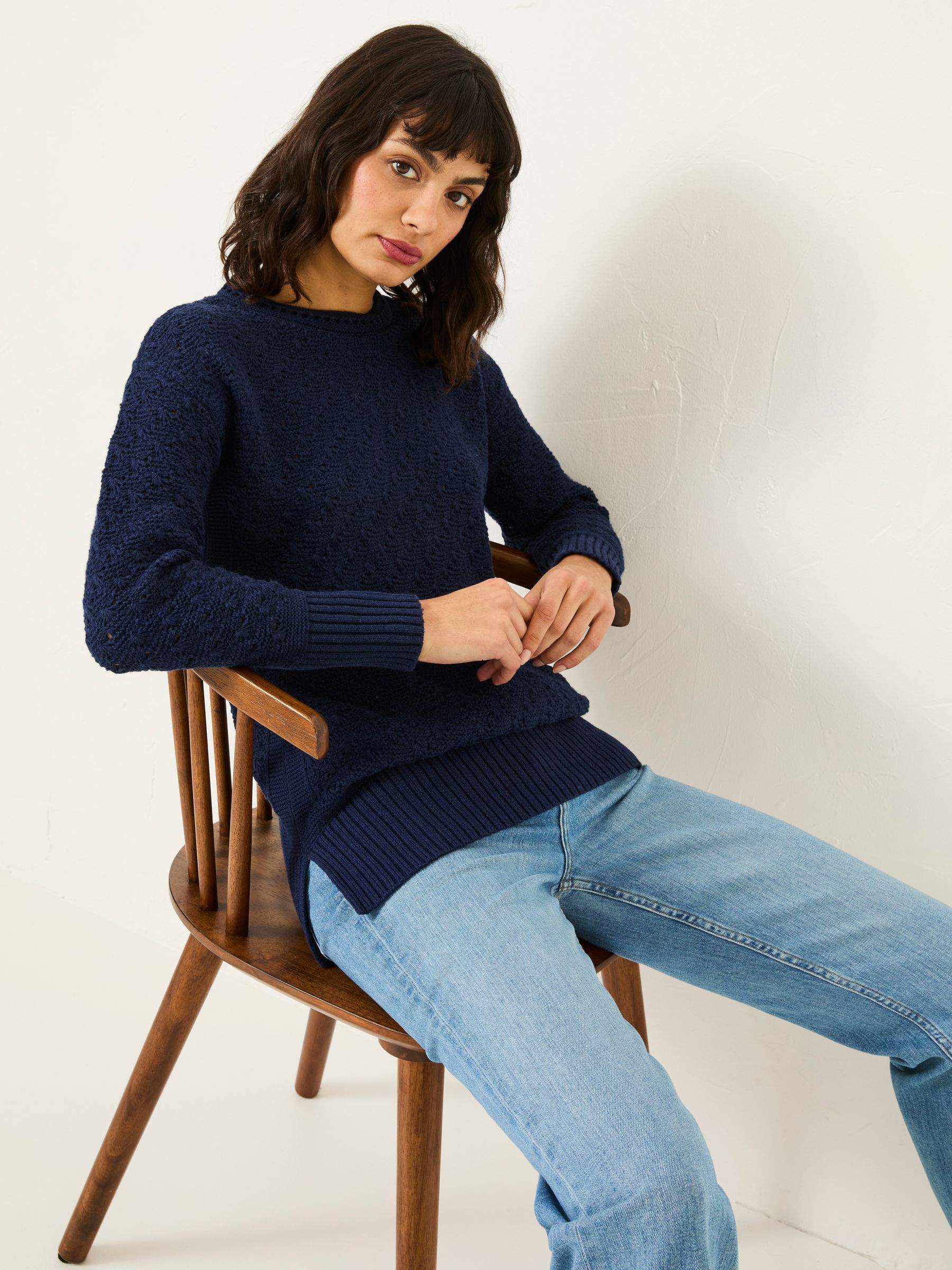 Farryn Navy Farryn Knitted 100% Cotton Knitted Jumper - Image 4 of 7