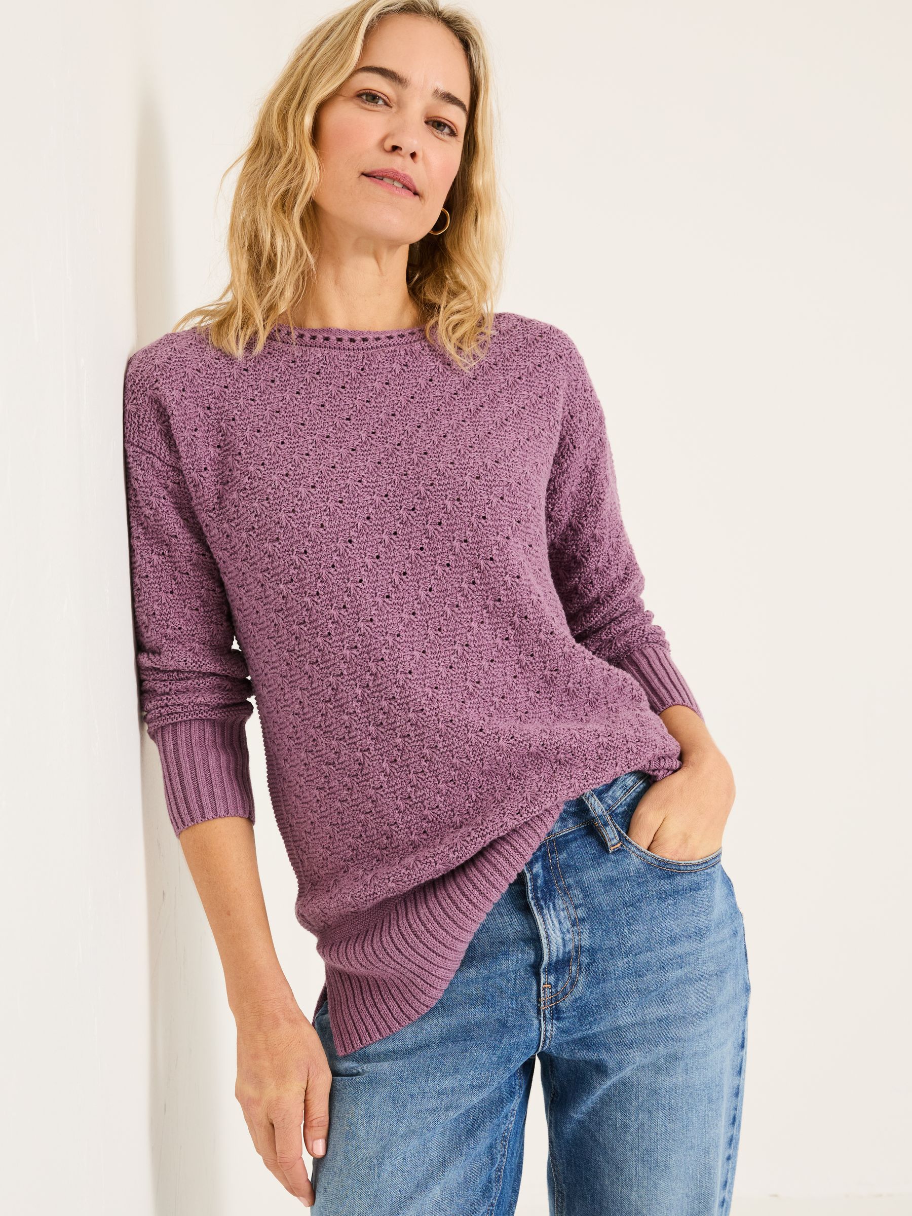 Farryn Purple Farryn Knitted 100% Cotton Knitted Jumper - Image 1 of 6