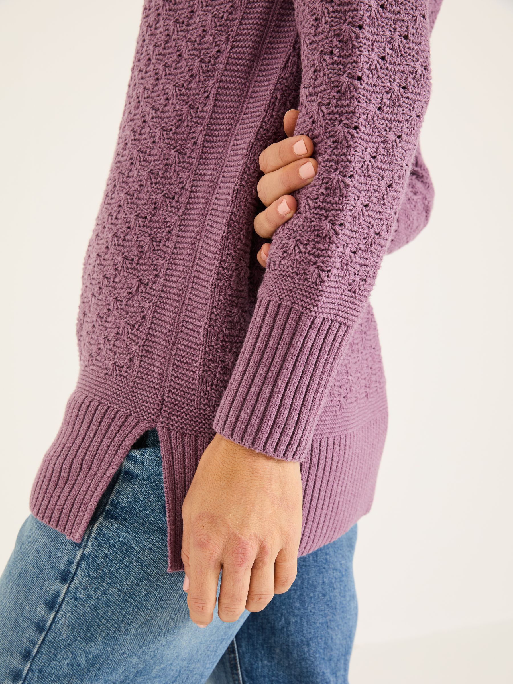 Farryn Purple Farryn Knitted 100% Cotton Knitted Jumper - Image 5 of 6