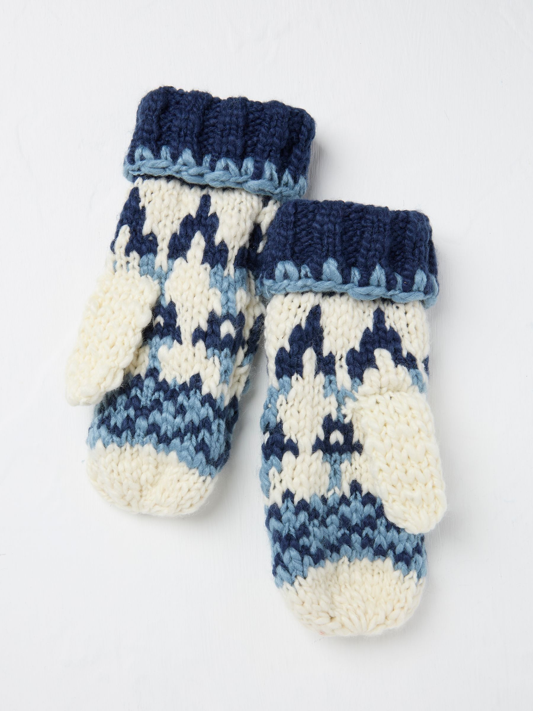 Blue Chunky Knit Mittens - Image 2 of 2