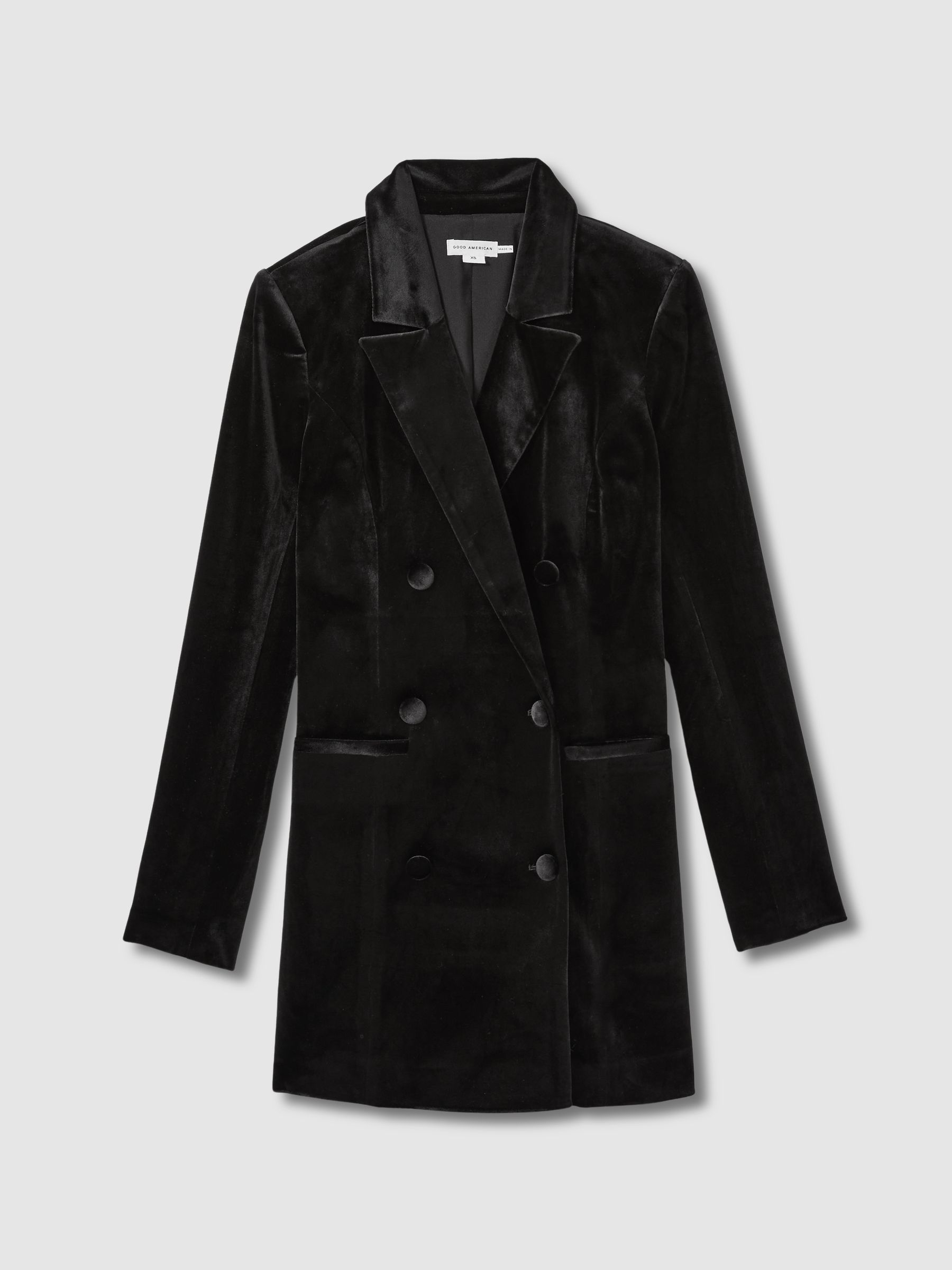 Good American Velvet Blazer Mini Dress in Black - Image 2 of 6 Good American Velvet Blazer Mini Dress in Black - Image 2 of 6