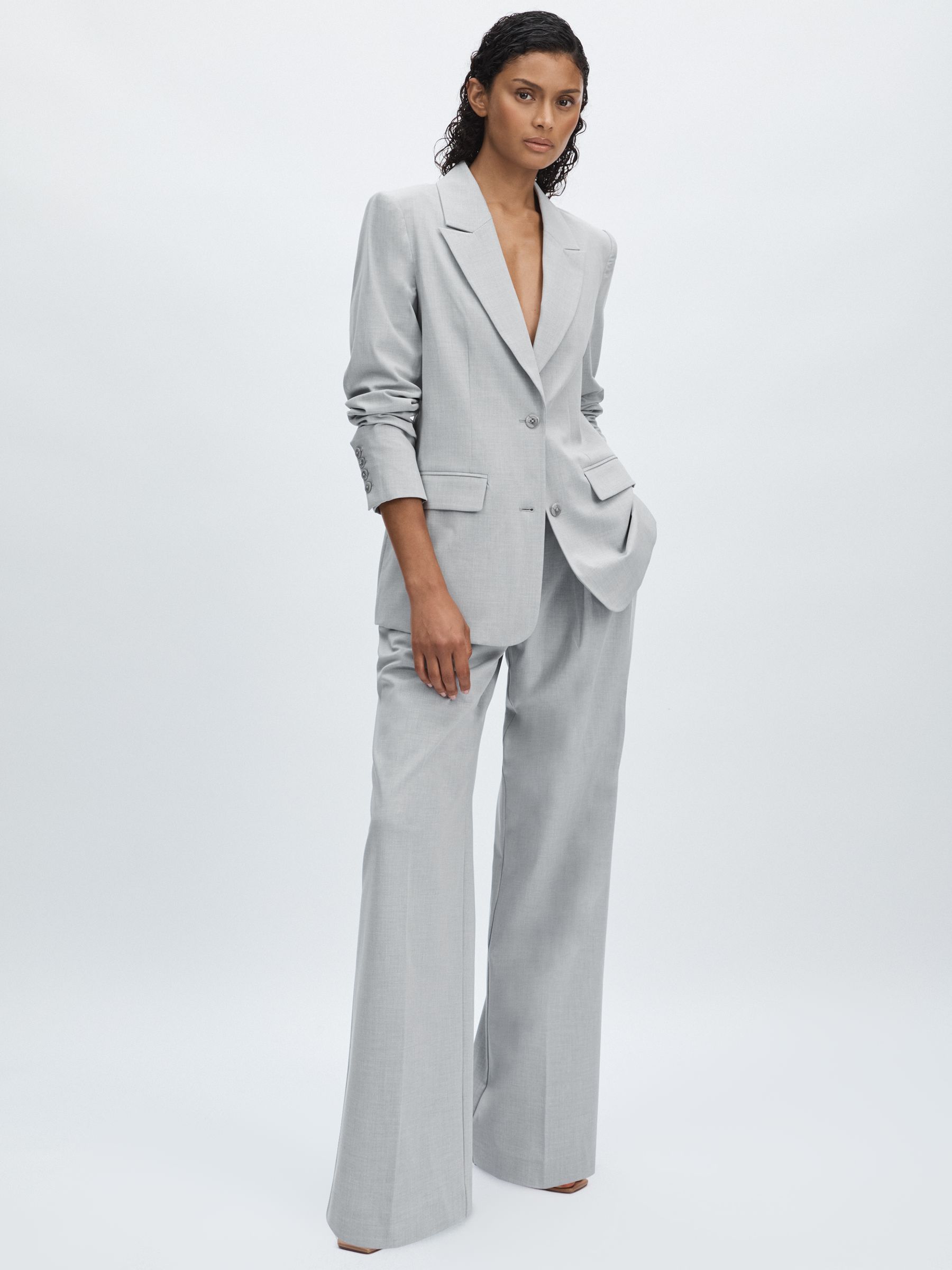 Oversized Sharkskin Suit Jacket in Heather Grey - Image 3 of 6
