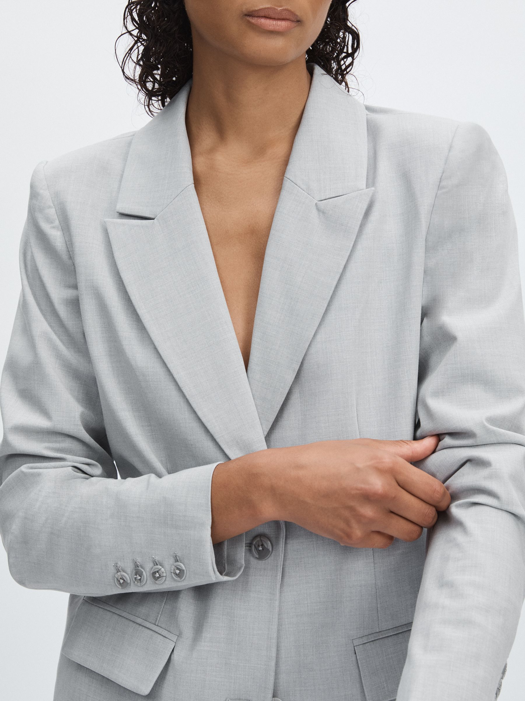 Oversized Sharkskin Suit Jacket in Heather Grey - Image 4 of 6