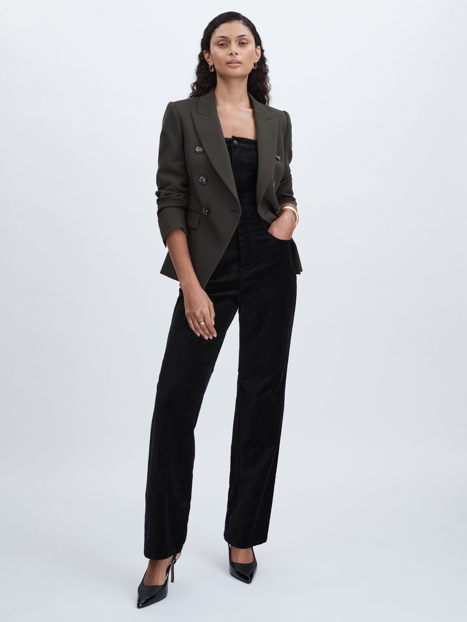 Good American Velvet Strapless Jumpsuit in Black - Image 6 of 7