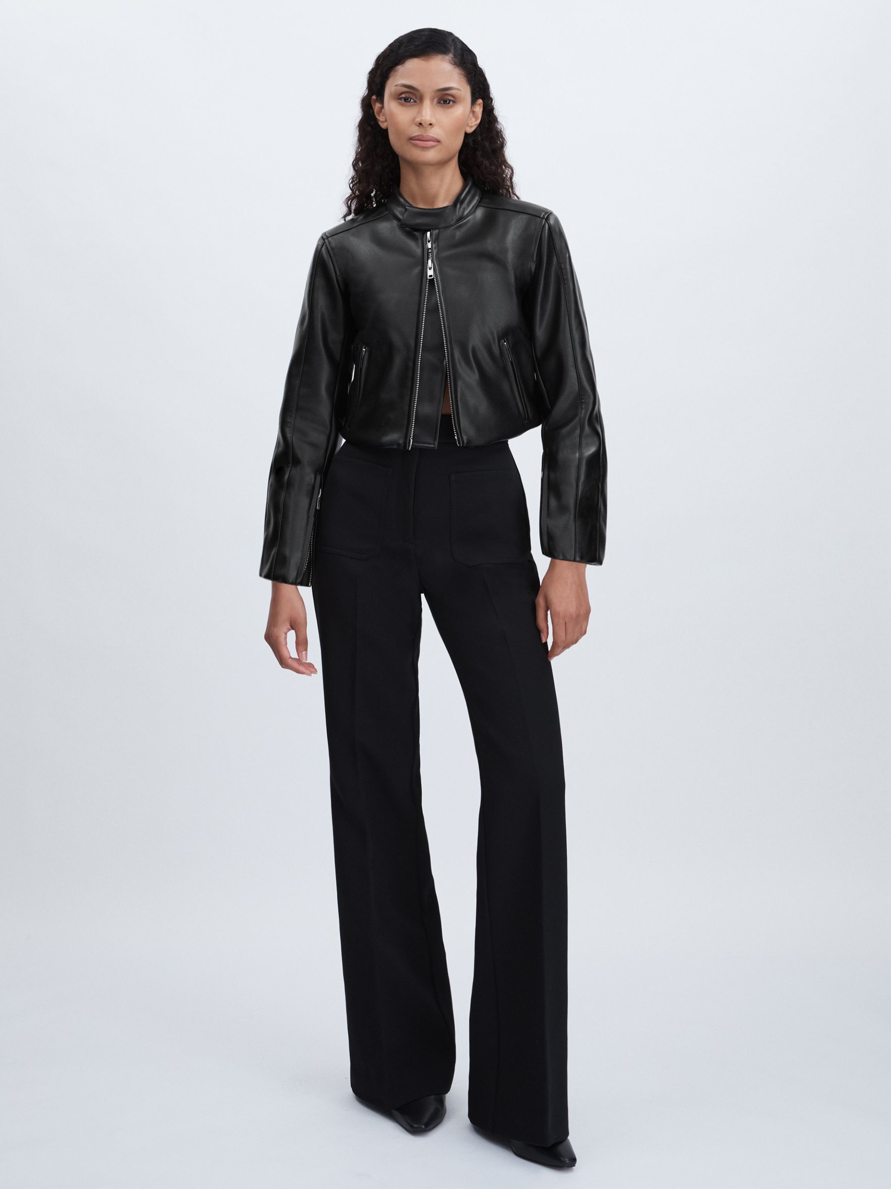 Good American Faux-Leather Moto Jacket in Black - Image 1 of 6