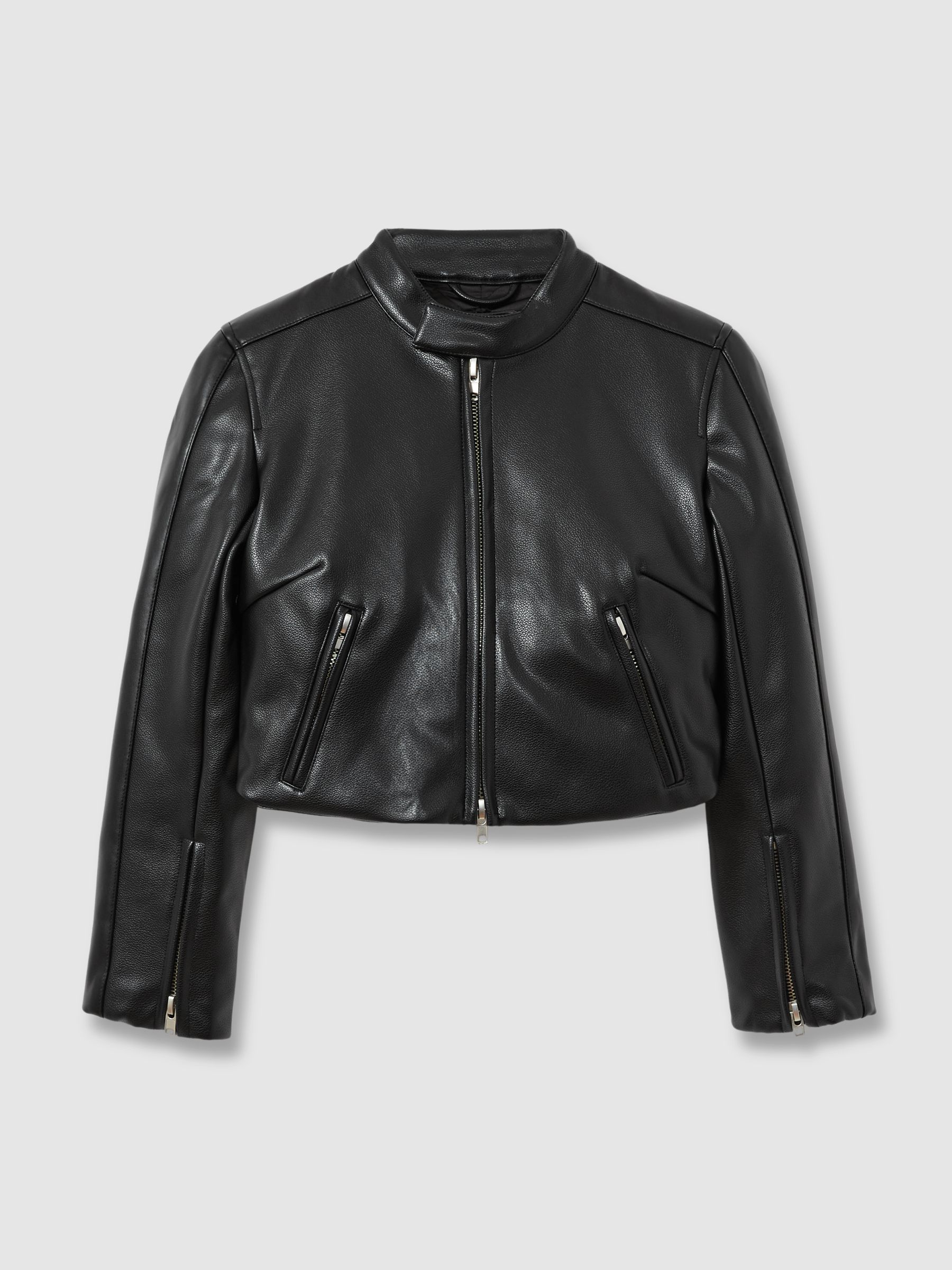 Good American Faux-Leather Moto Jacket in Black - Image 2 of 6