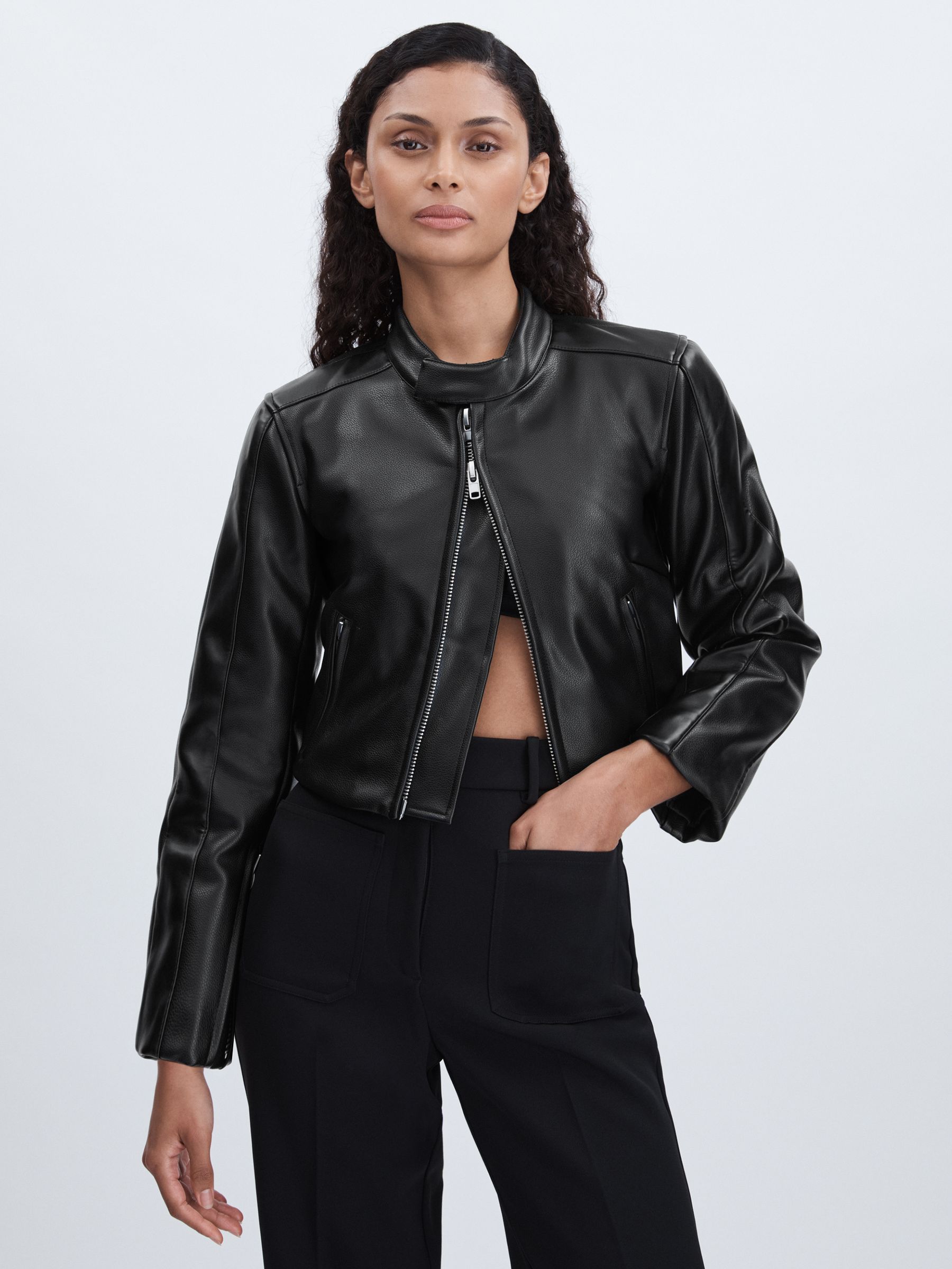 Good American Faux-Leather Moto Jacket in Black - Image 3 of 6