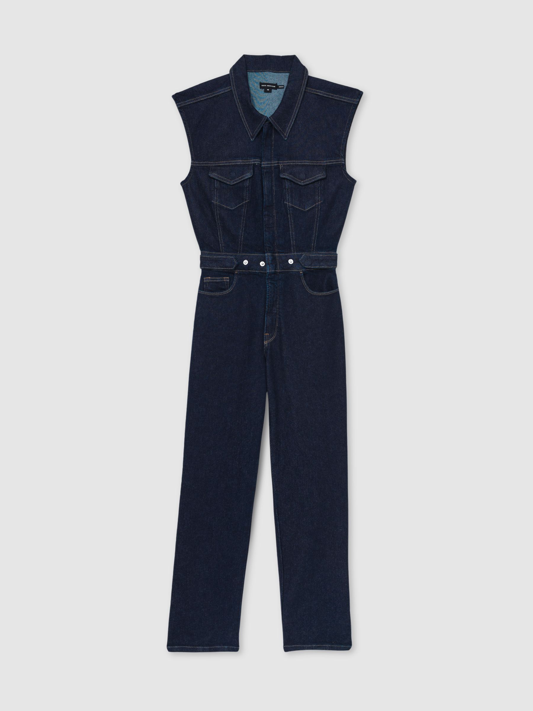 Denim Trucker Jumpsuit in Dark Blue - Image 2 of 6