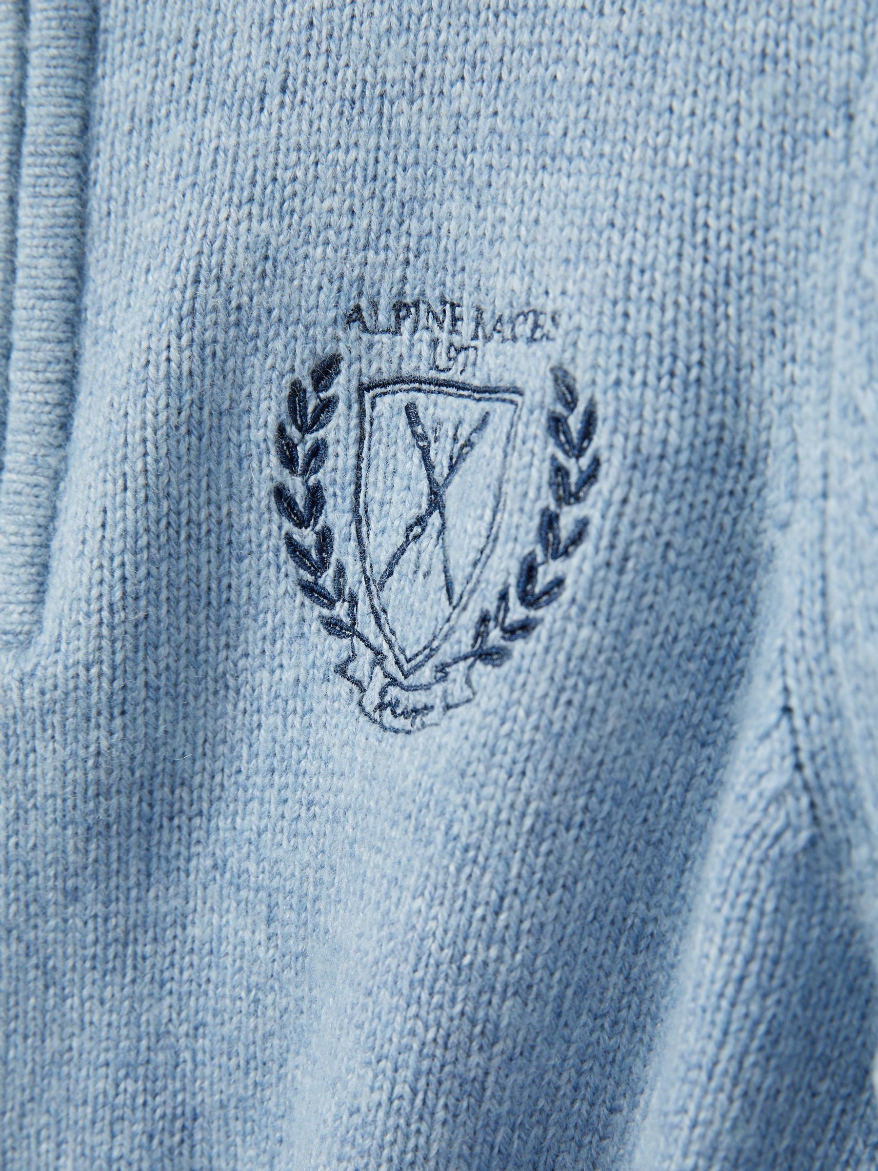 13-14 yrs Embroidered Quarter Zip Jumper with Cashmere Wool and Cotton in Soft Blue Melange - Image 4 of 4