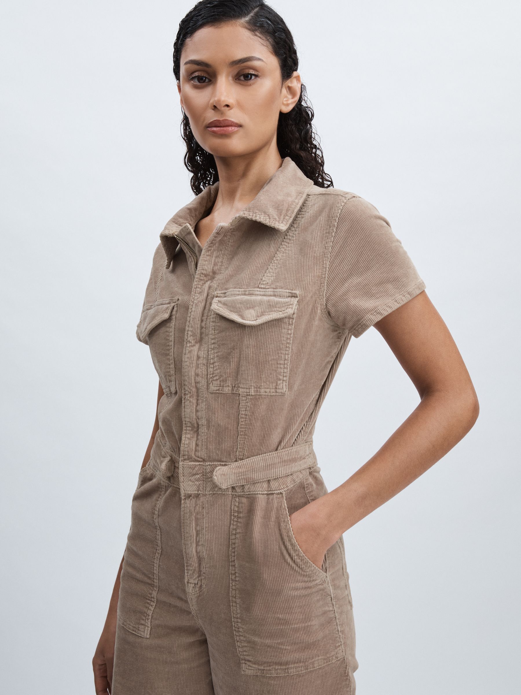Corduroy Palazzo Jumpsuit in Beige - Image 3 of 6
