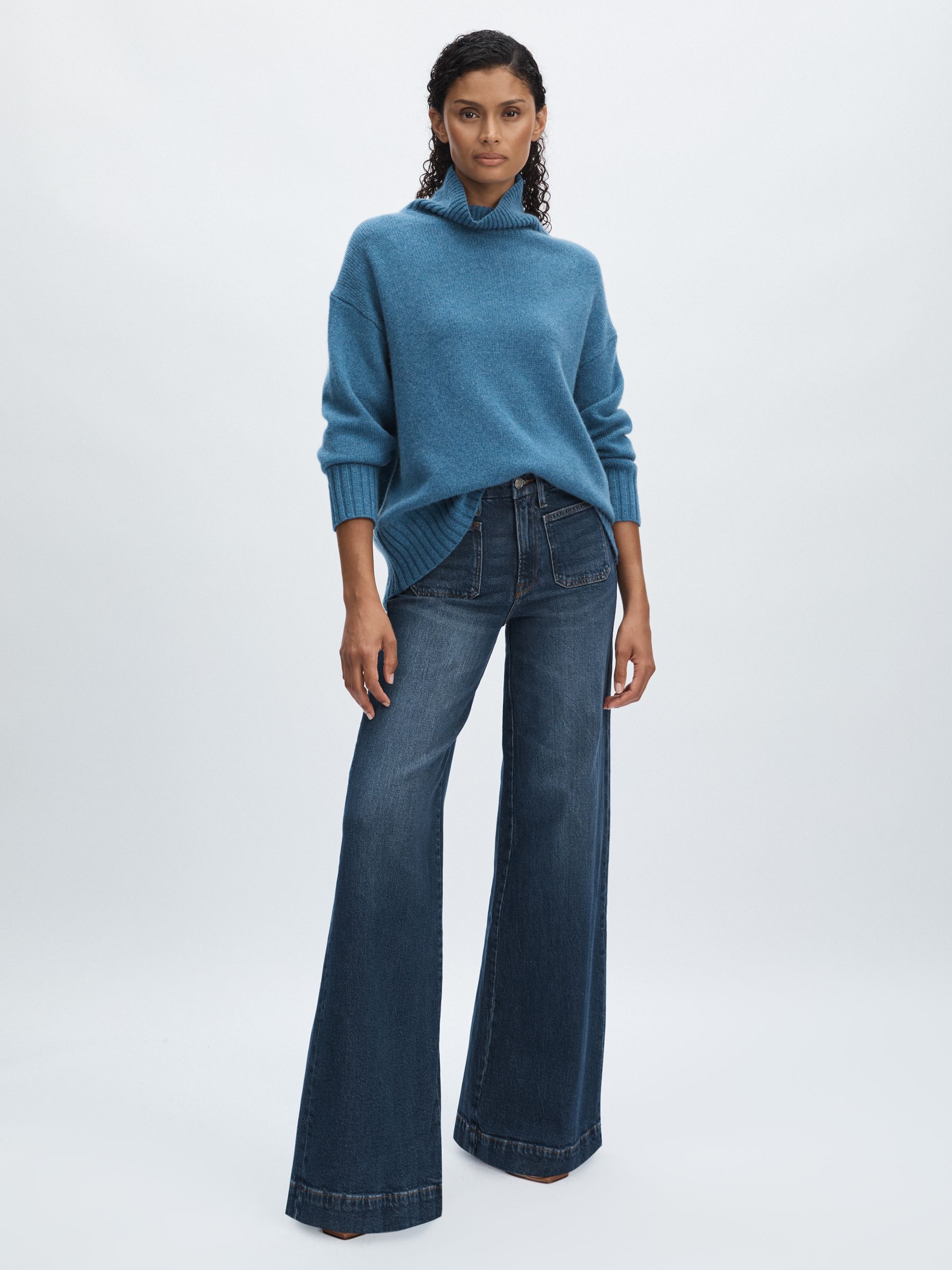 Good American High-Rise Palazzo Jeans in Indigo - Image 1 of 6