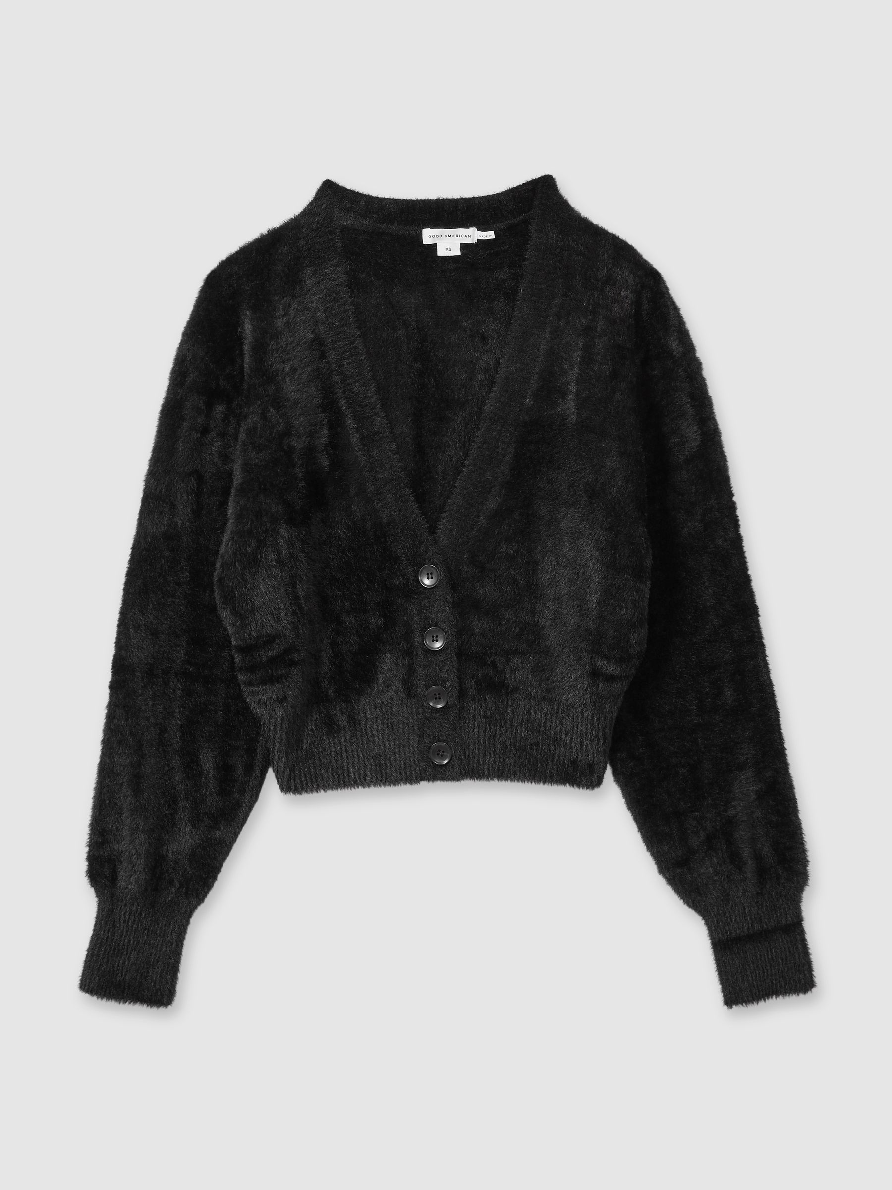 Good American Fuzzy Cardigan in Black - Image 2 of 7