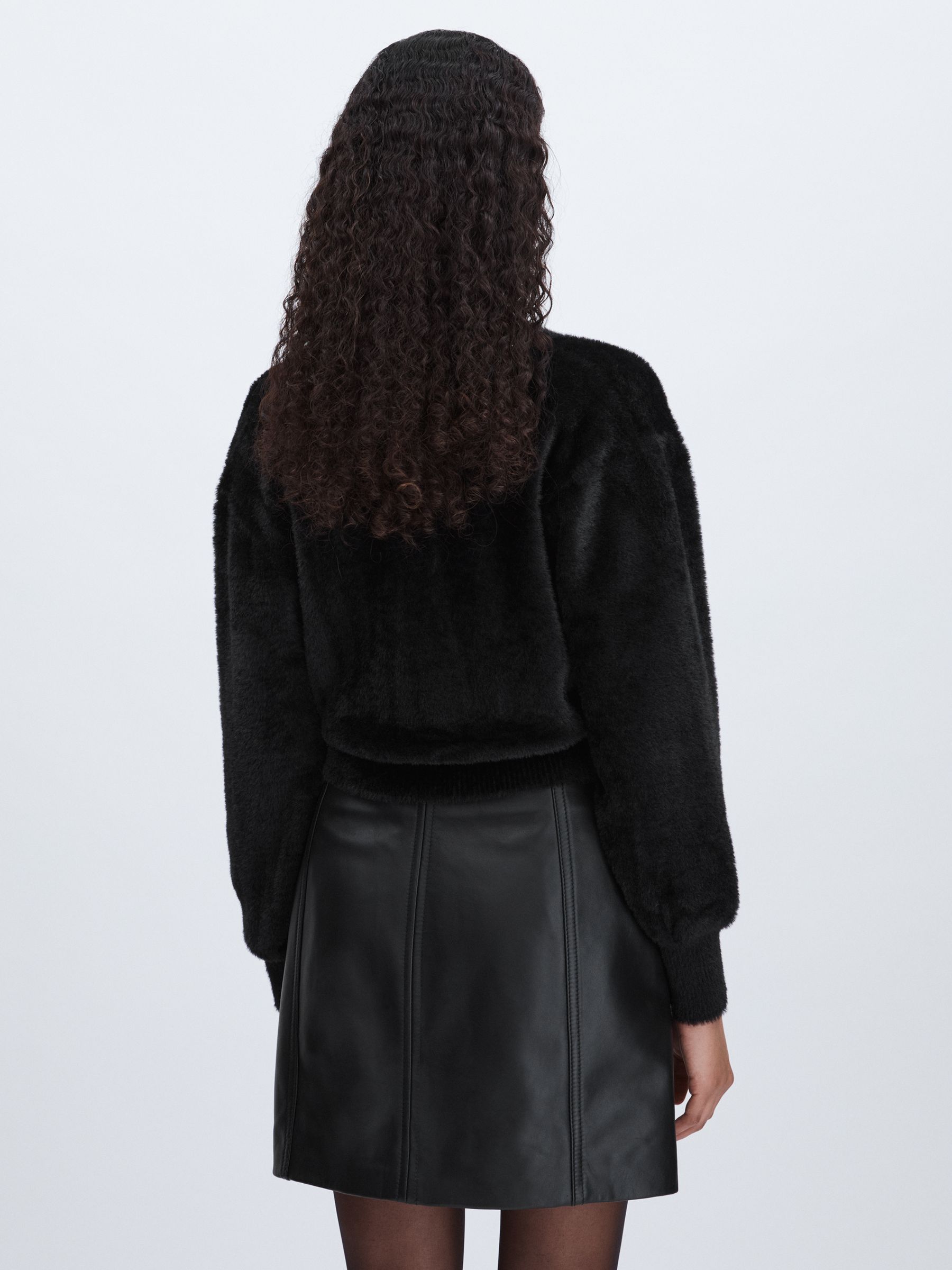 Good American Fuzzy Cardigan in Black - Image 5 of 7
