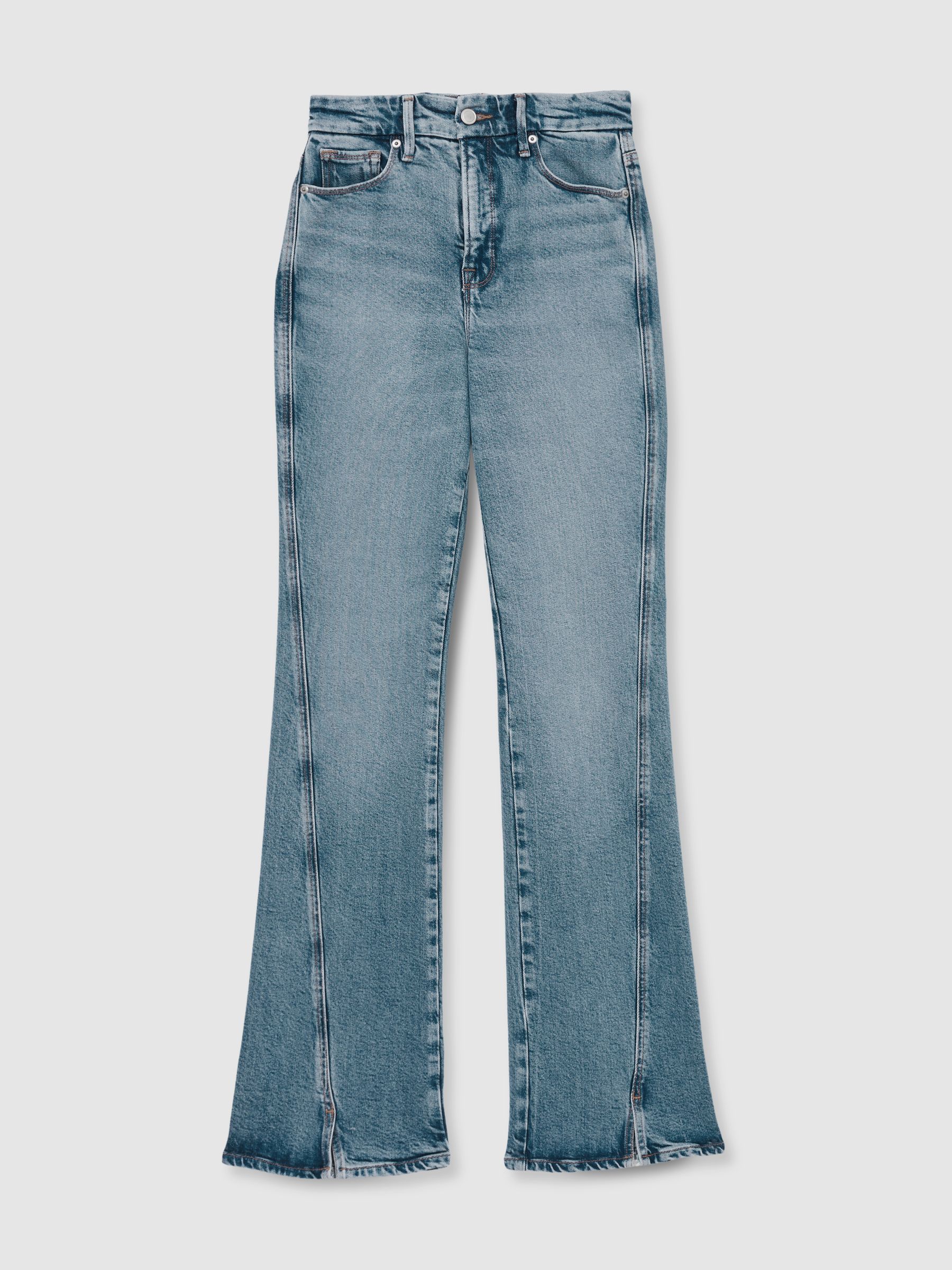 Twisted-Outseam Bootcut Jeans in Washed Blue - Image 2 of 7
