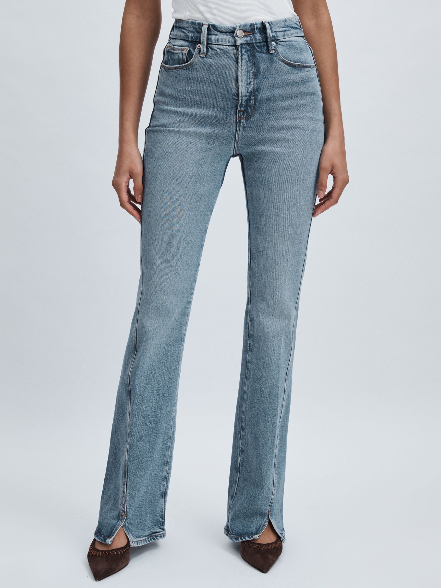 Twisted-Outseam Bootcut Jeans in Washed Blue - Image 3 of 7