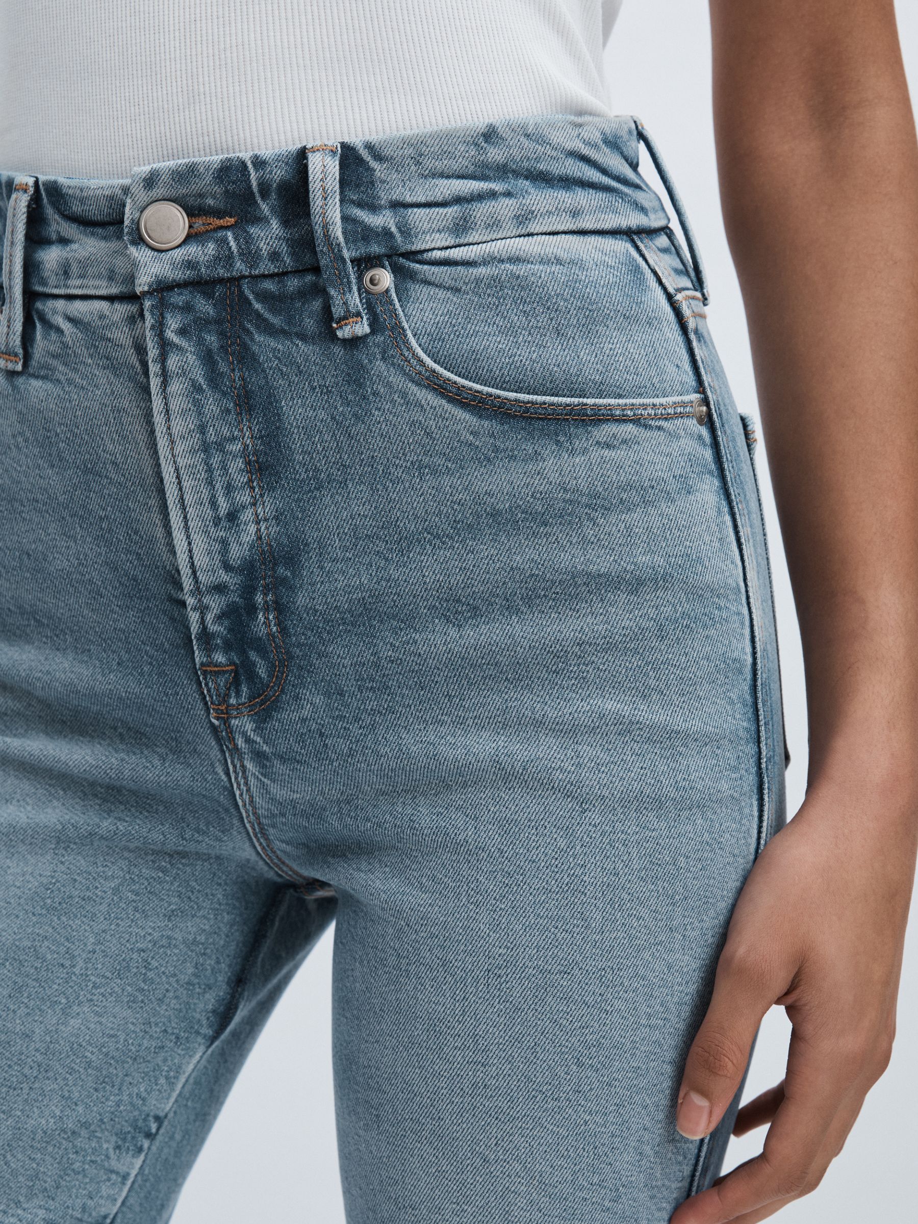 Twisted-Outseam Bootcut Jeans in Washed Blue - Image 5 of 7