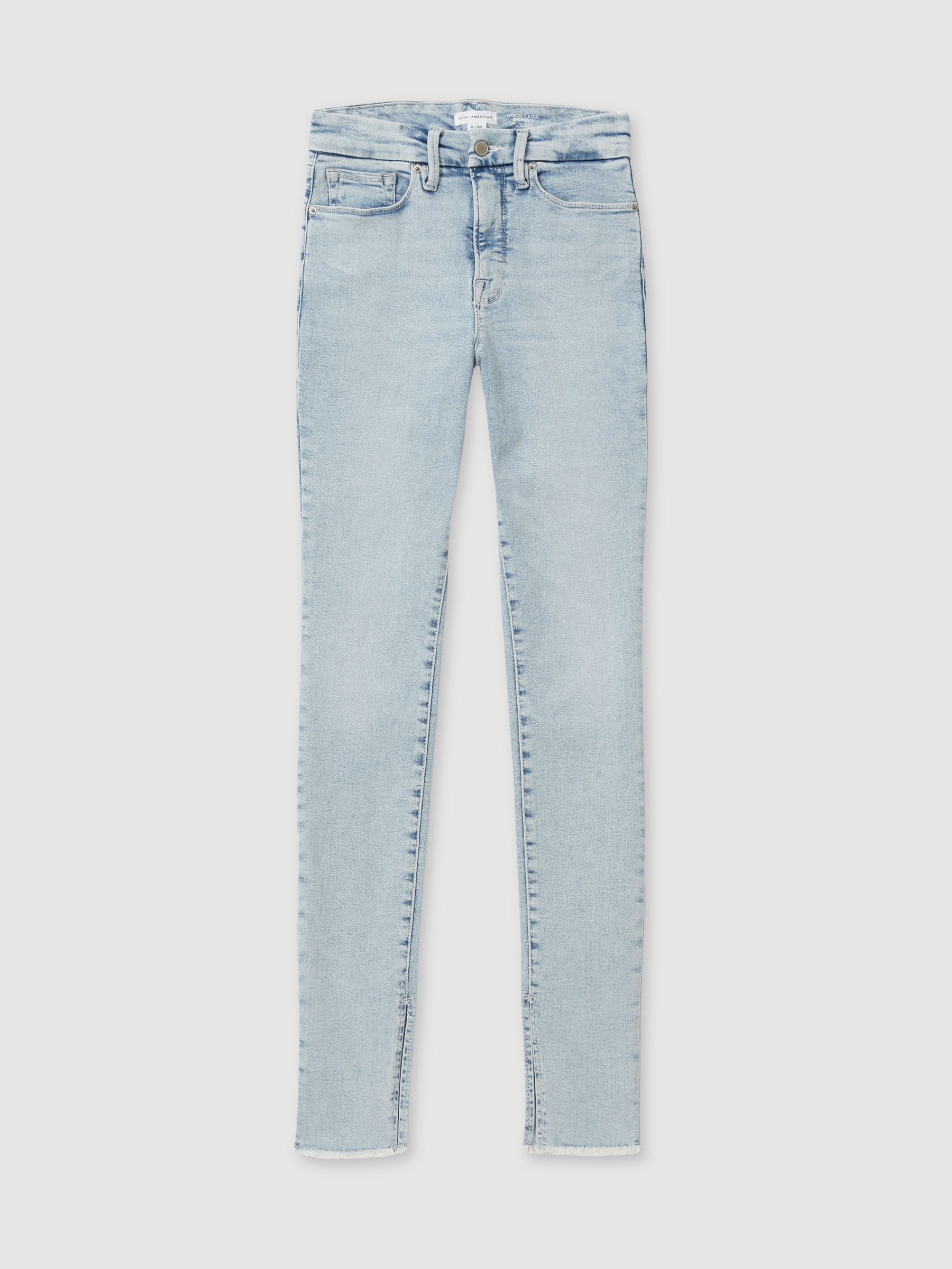 Good American Split-Hem Skinny Jeans in Light Blue - Image 2 of 6
