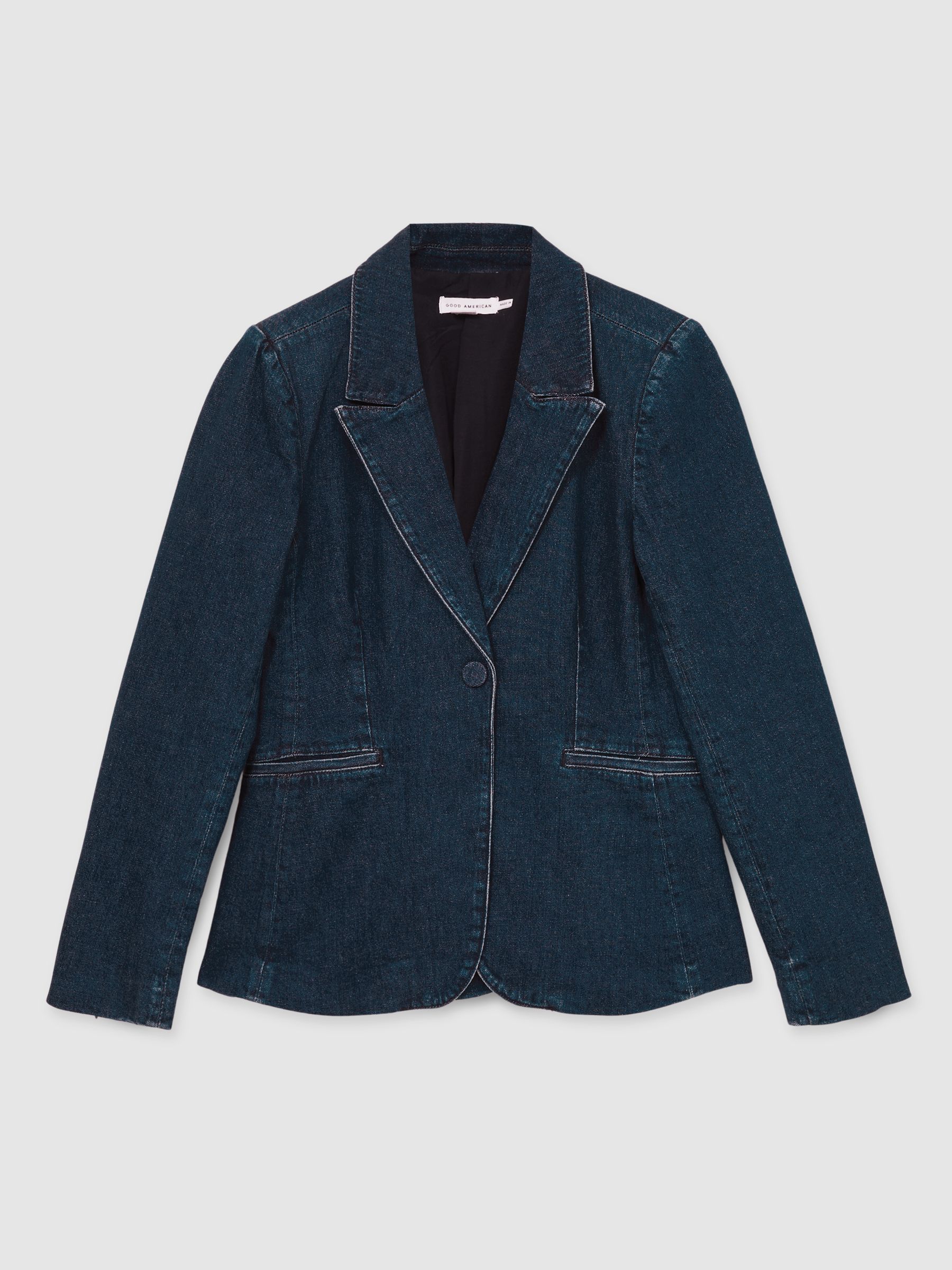 Denim Sculpted Blazer in Navy - Image 2 of 7