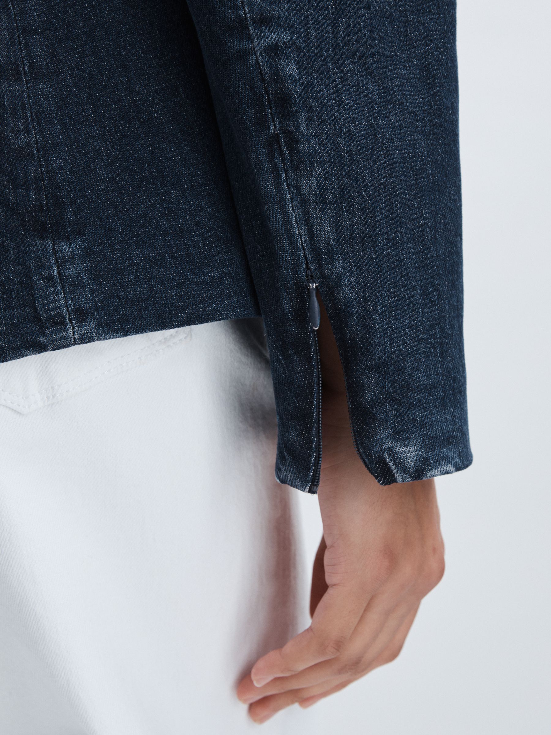 Denim Sculpted Blazer in Navy - Image 5 of 7