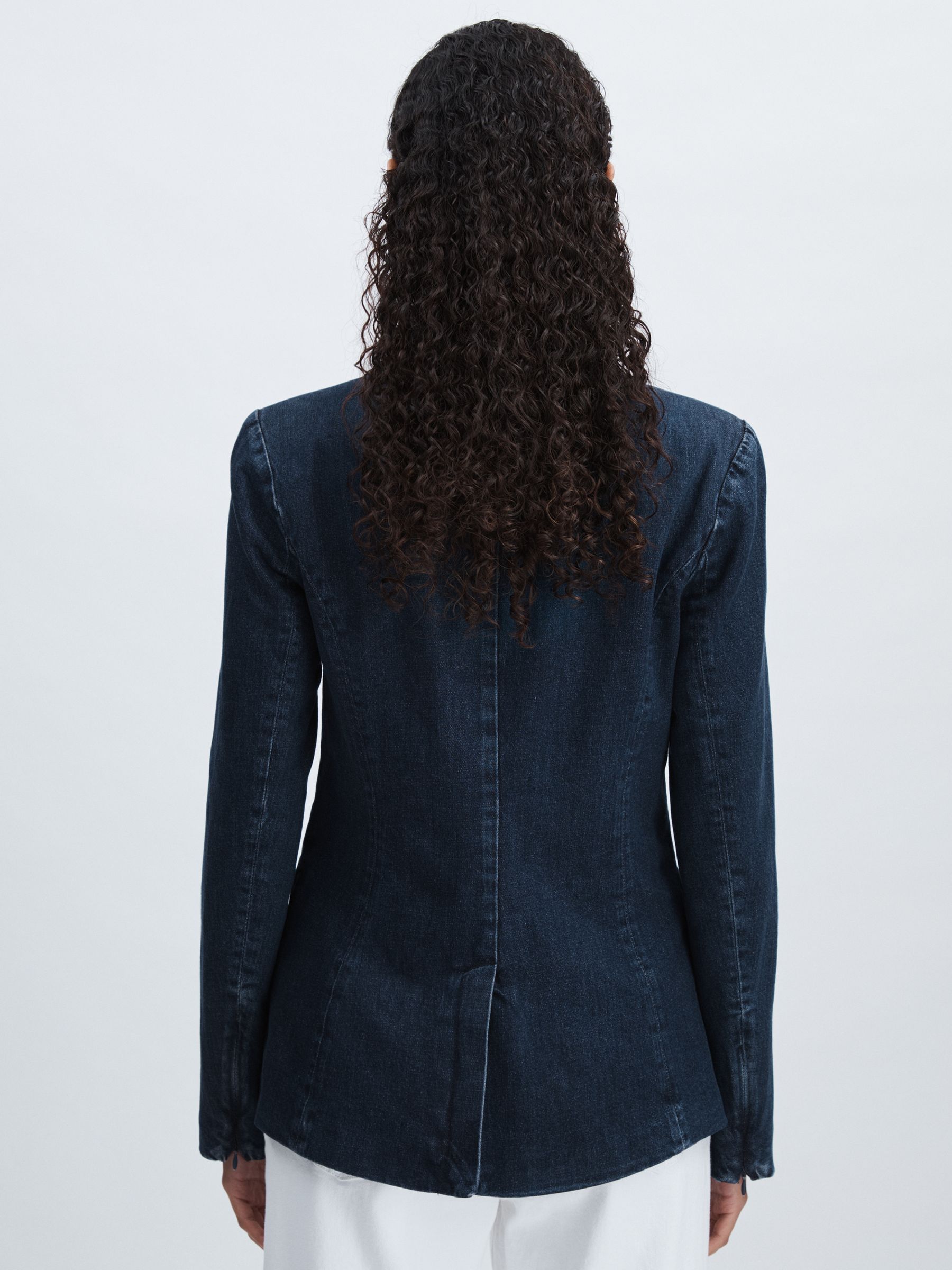 Denim Sculpted Blazer in Navy - Image 6 of 7
