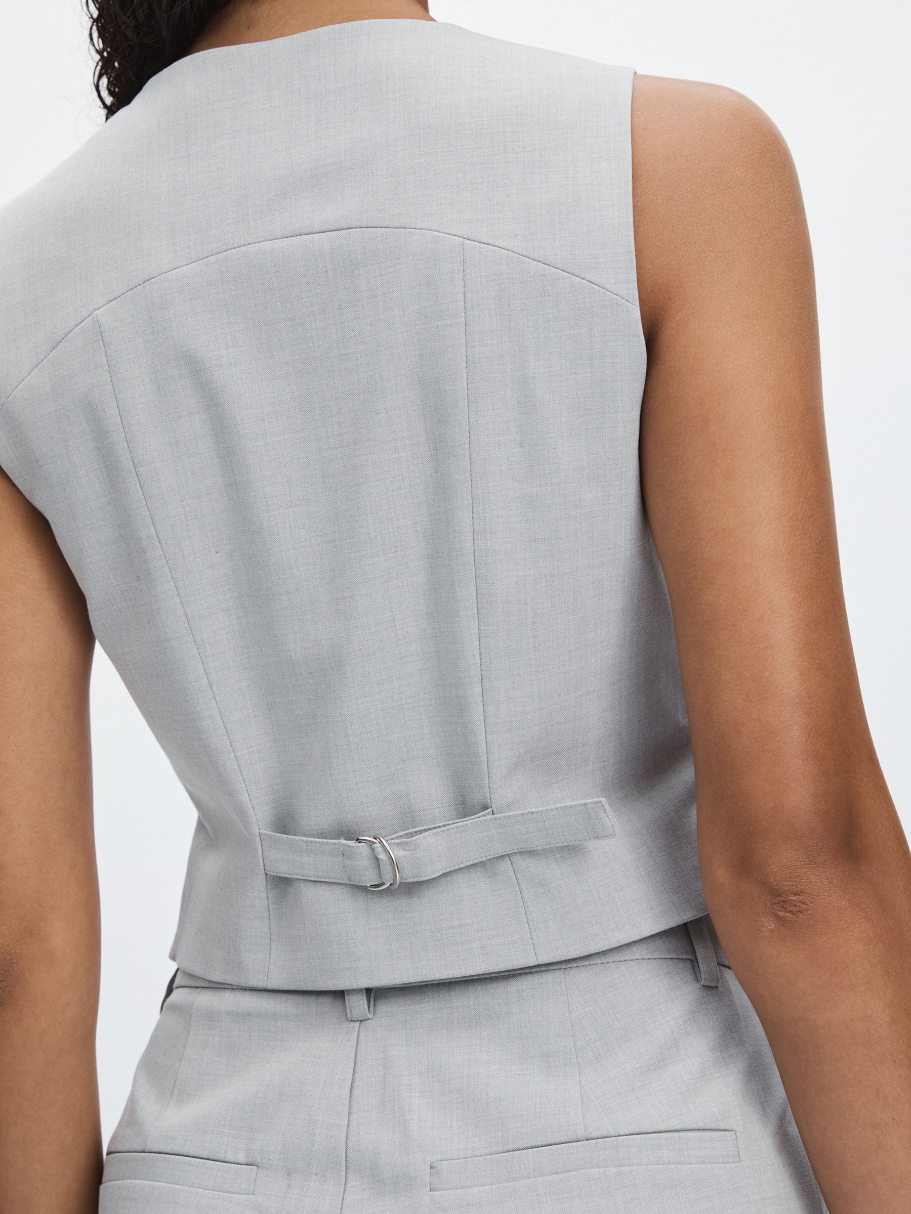 Good American Sharkskin Suit Waistcoat in Heather Grey - image 4