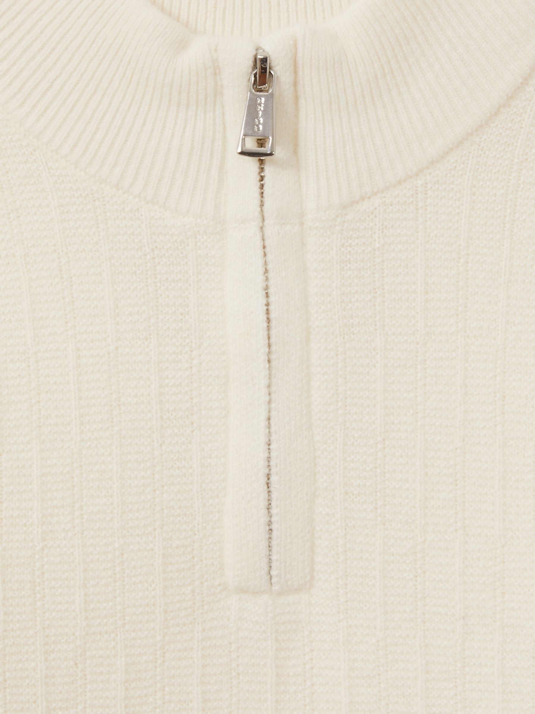 Zipped Funnel-Neck Wool Jumper in Off White - Image 3 of 3