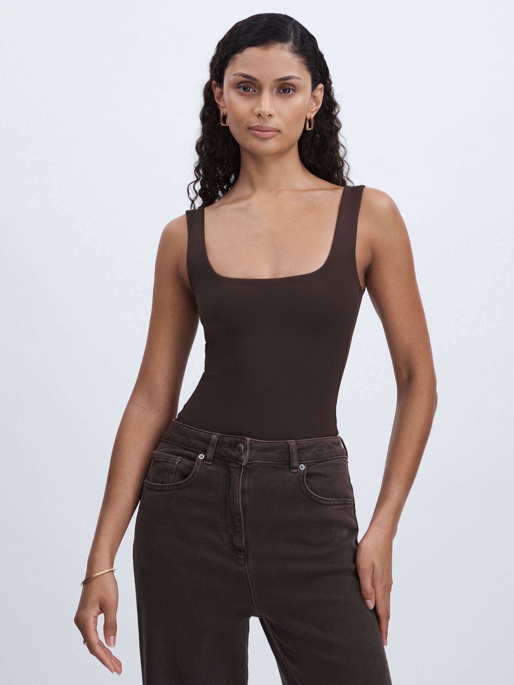Good American Scuba Tank Bodysuit in Black/Brown - Image 1 of 6
