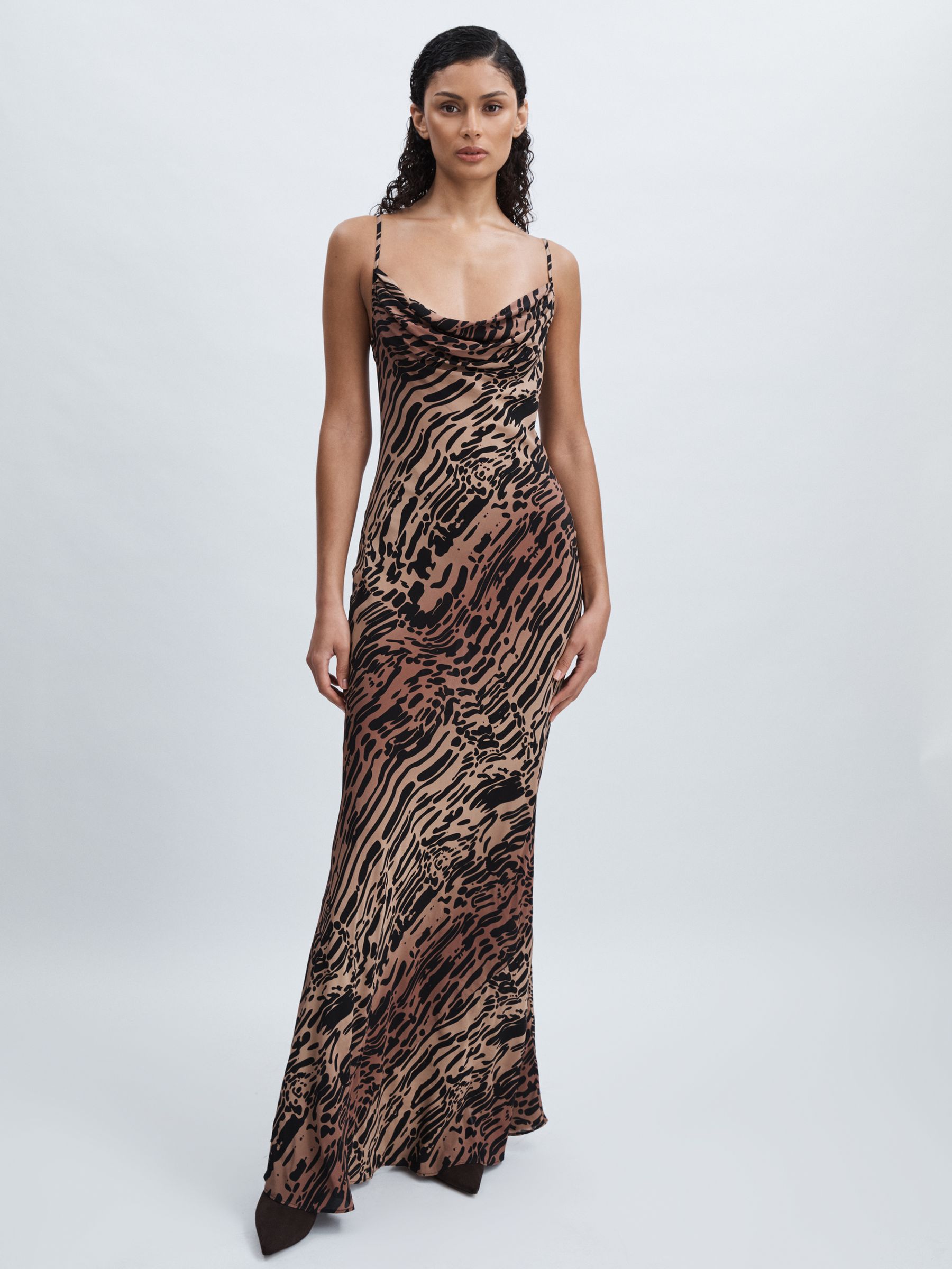 Chiffon Animal Print Maxi Slip Dress in Multi - Image 1 of 5