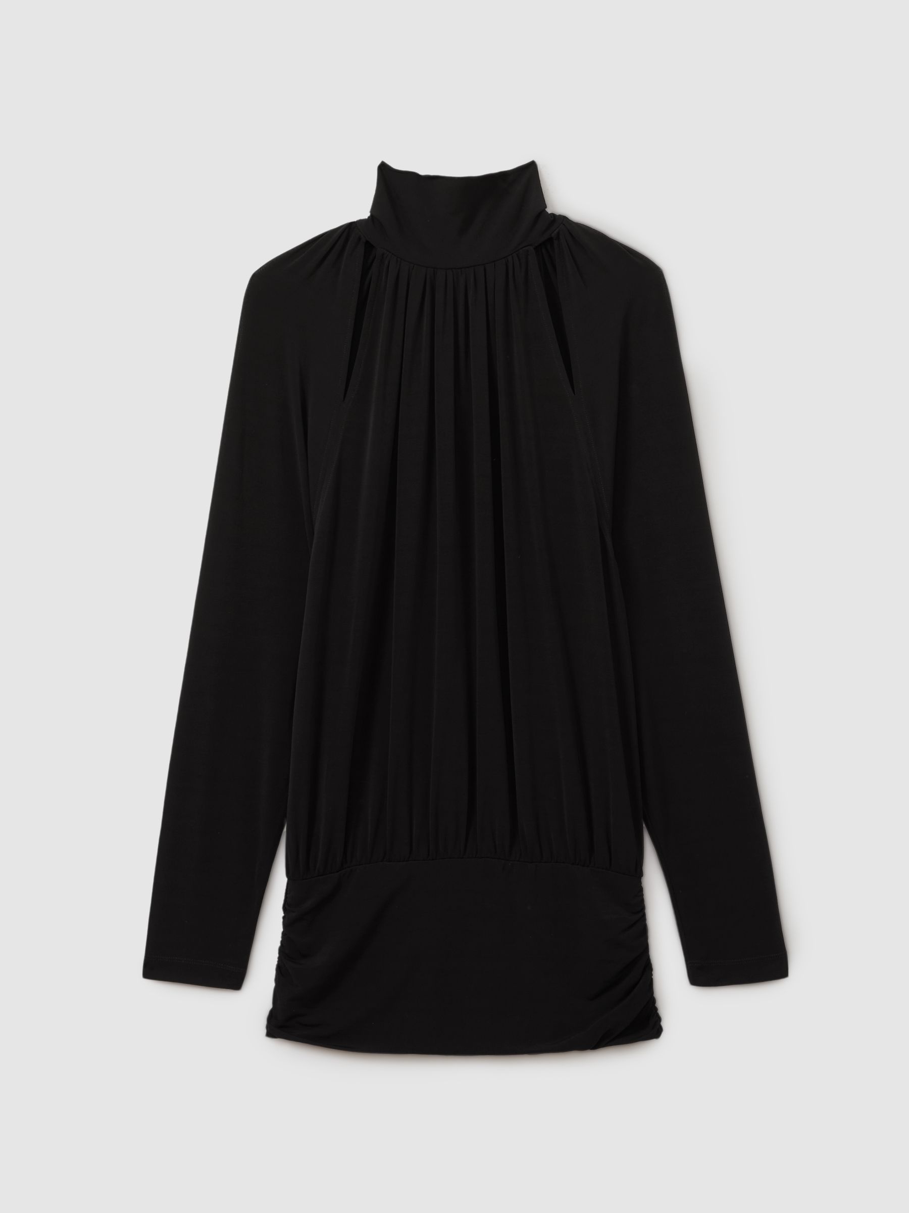 Adrienne Black Cut-Out Blouson Waist Top - Image 2 of 5